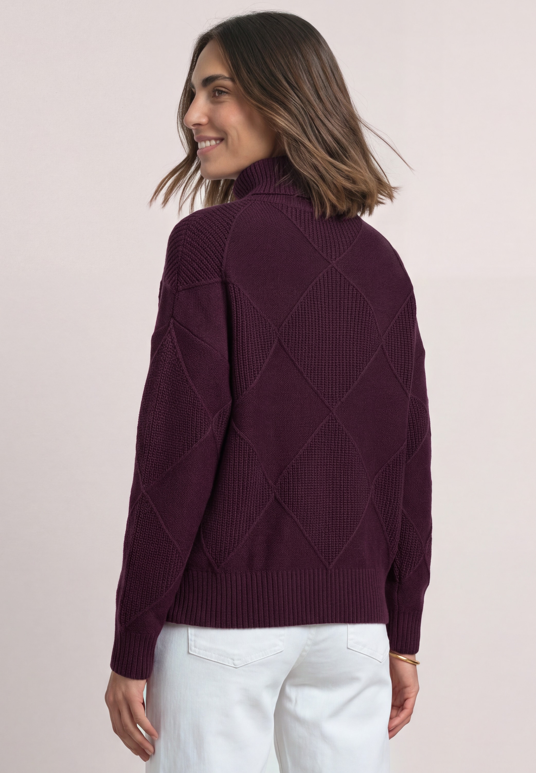 STREET ONE Rollkragenpullover aus softem Materialmix