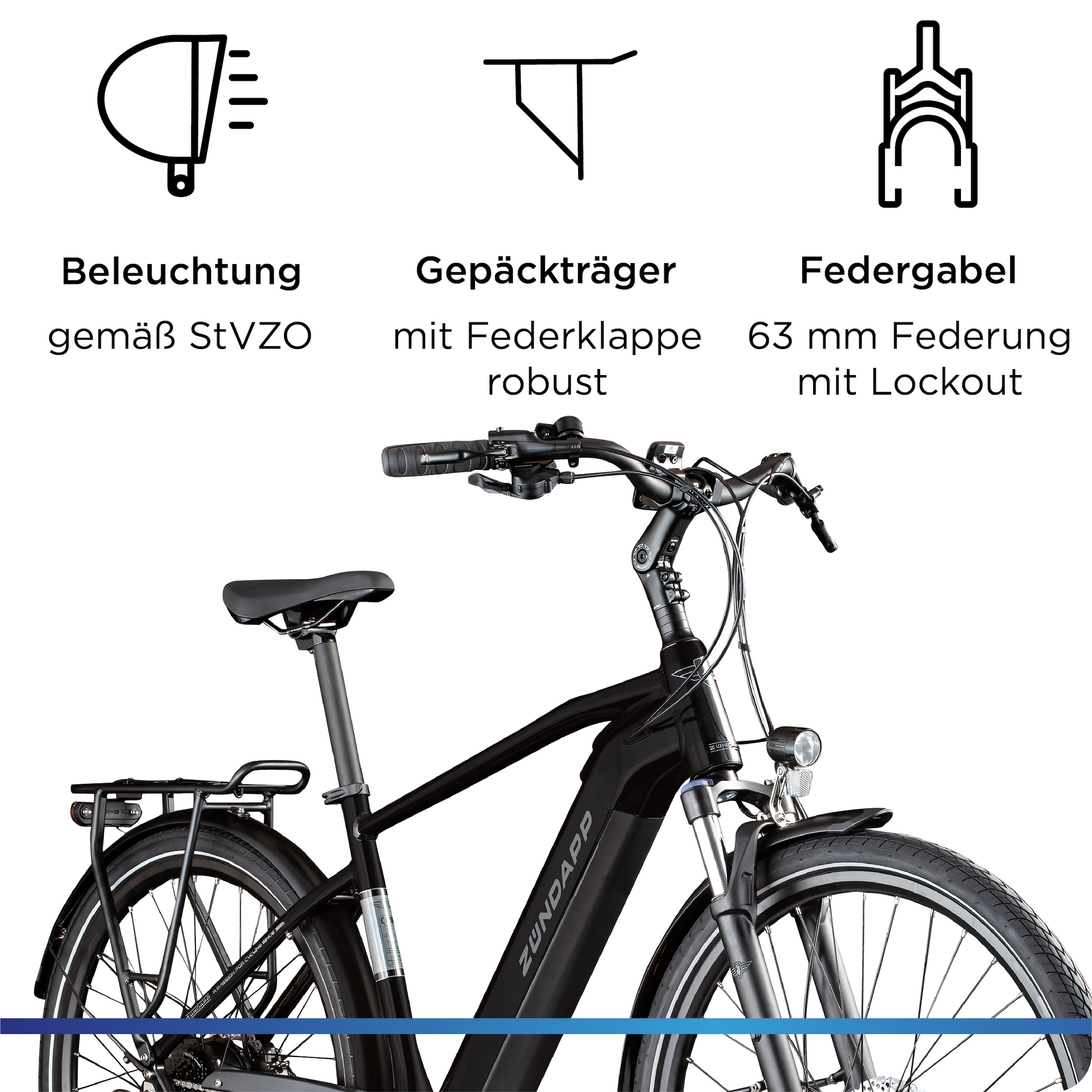 Zündapp »Z810« 24 Gang Shimano Altus RD-M310 Schaltwerk Kettenschaltung Heckmotor 250 W Pedelec, Elektrofahrrad für Herren