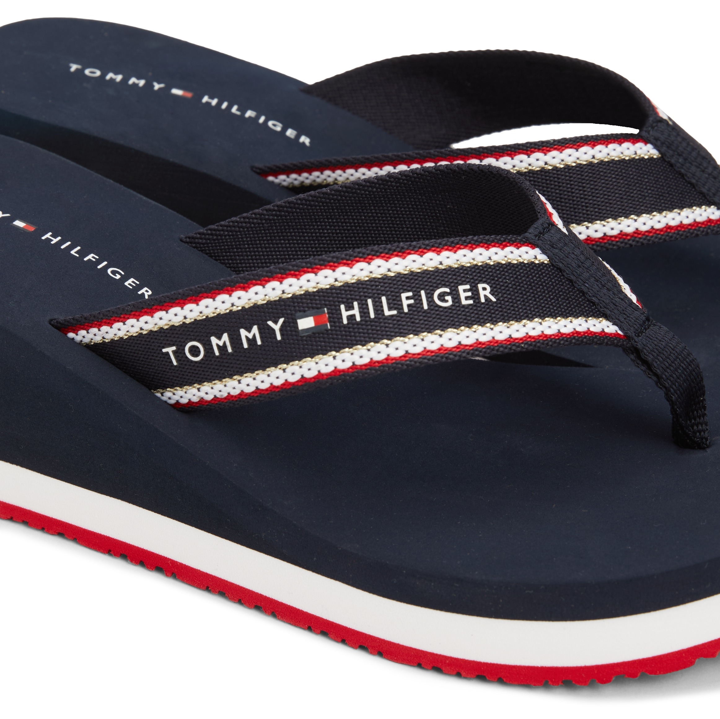 Tommy Hilfiger Dianette »HILFIGER HI WEDGE BEACH SANDAL«, Keilabsatz, Zehentrenner, Sommerschuh mit auffälligem Logoschriftzug