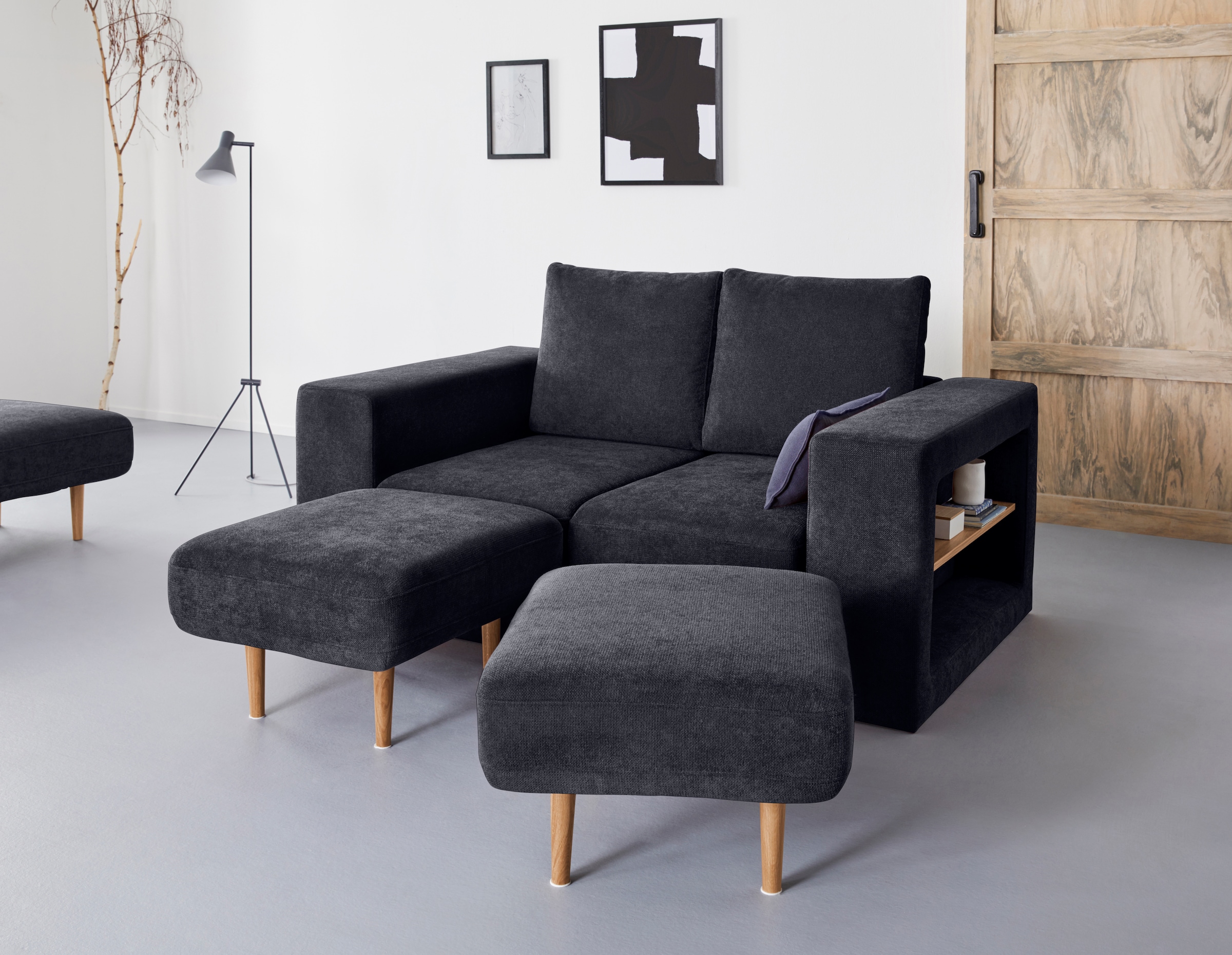 LOOKS by Wolfgang Joop 2-Sitzer "Looksvb", Verwandlungssofa: aus Sofa wird Sofa mit 2 Hockern, mit Regalfunktion