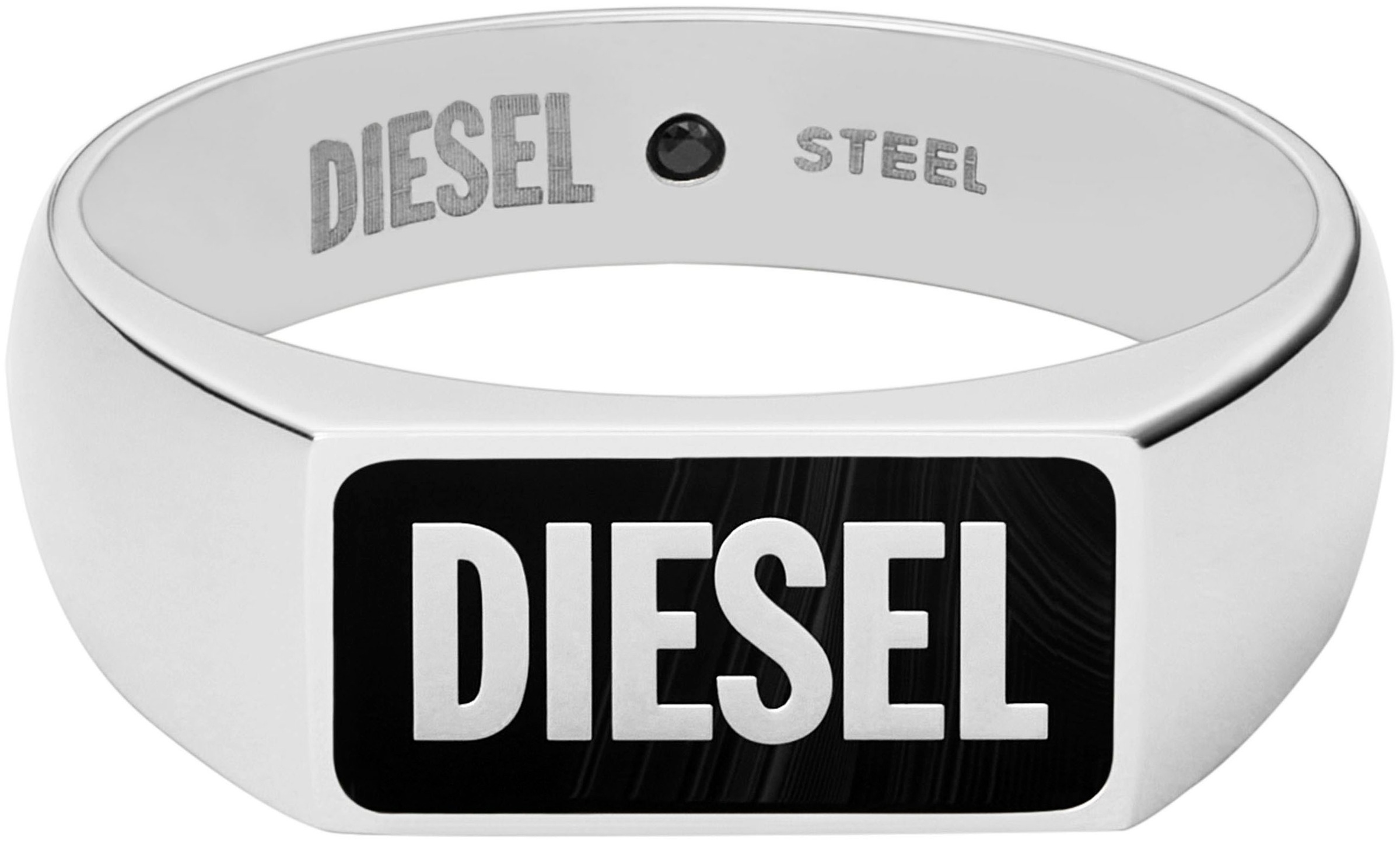 Diesel Fingerring »Schmuck Geschenk Edelstahl Siegelring Black Agate Signet, DX1512040«, mit Achat