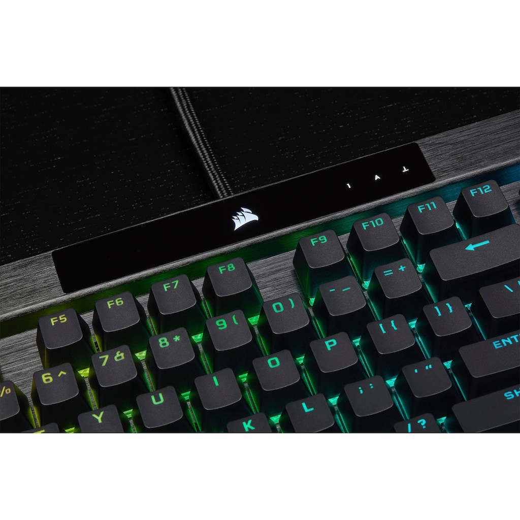 Corsair Gaming-Tastatur »K100 CHERRY MX SPEED«, (programmierbare G-Tasten-Lautstärkeregler-Ziffernblock-Handgelenkauflage)