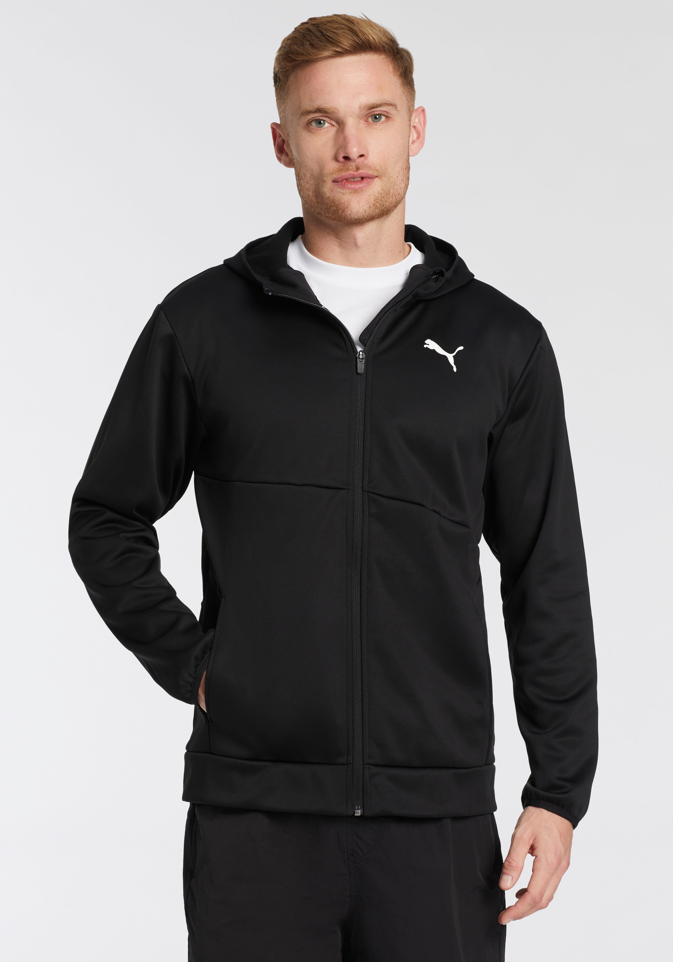 PUMA Trainingsjacke "TRAIN ALL DAY PWRFLEECE FULL ZIP" mitKapuze günstig online kaufen