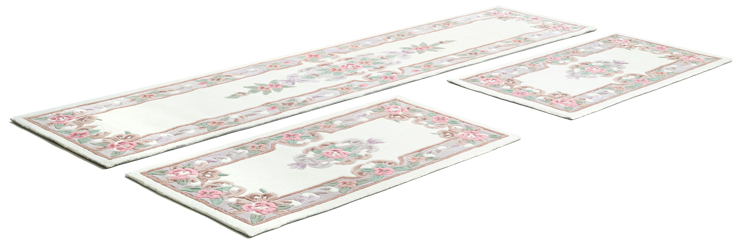 THEKO Bettumrandung »Ming« Höhe 14 mm 3 Stk. tlg. Bettvorleger, Läufer-Set, hochwertiges Acrylgarn, florales Design