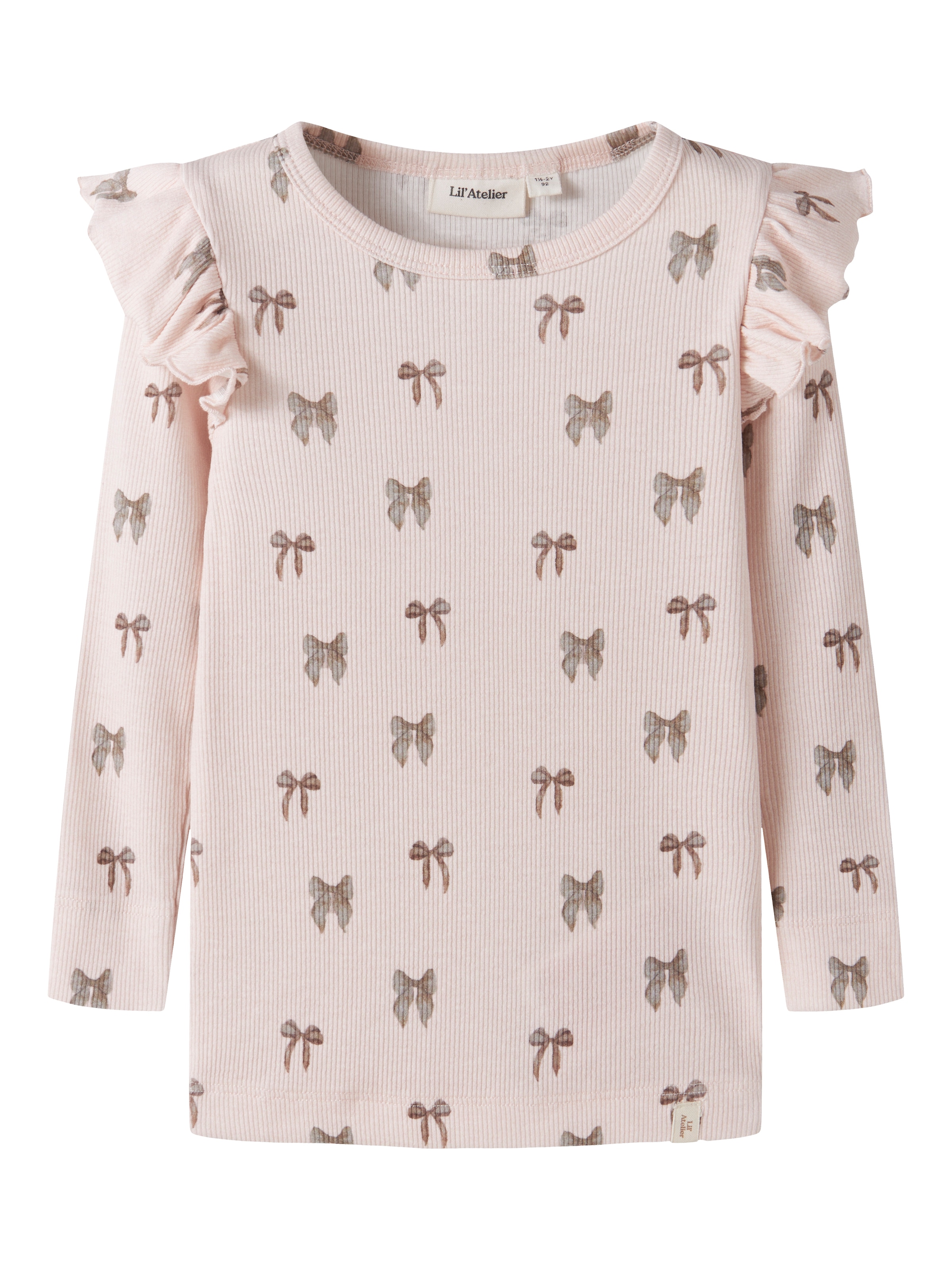 Lil' Atelier Langarmshirt »NMFGAVO EKO LS SLIM TOP LIL NOOS« mit Rüschen, weiche Jersey Rippqualität, Slim Fit