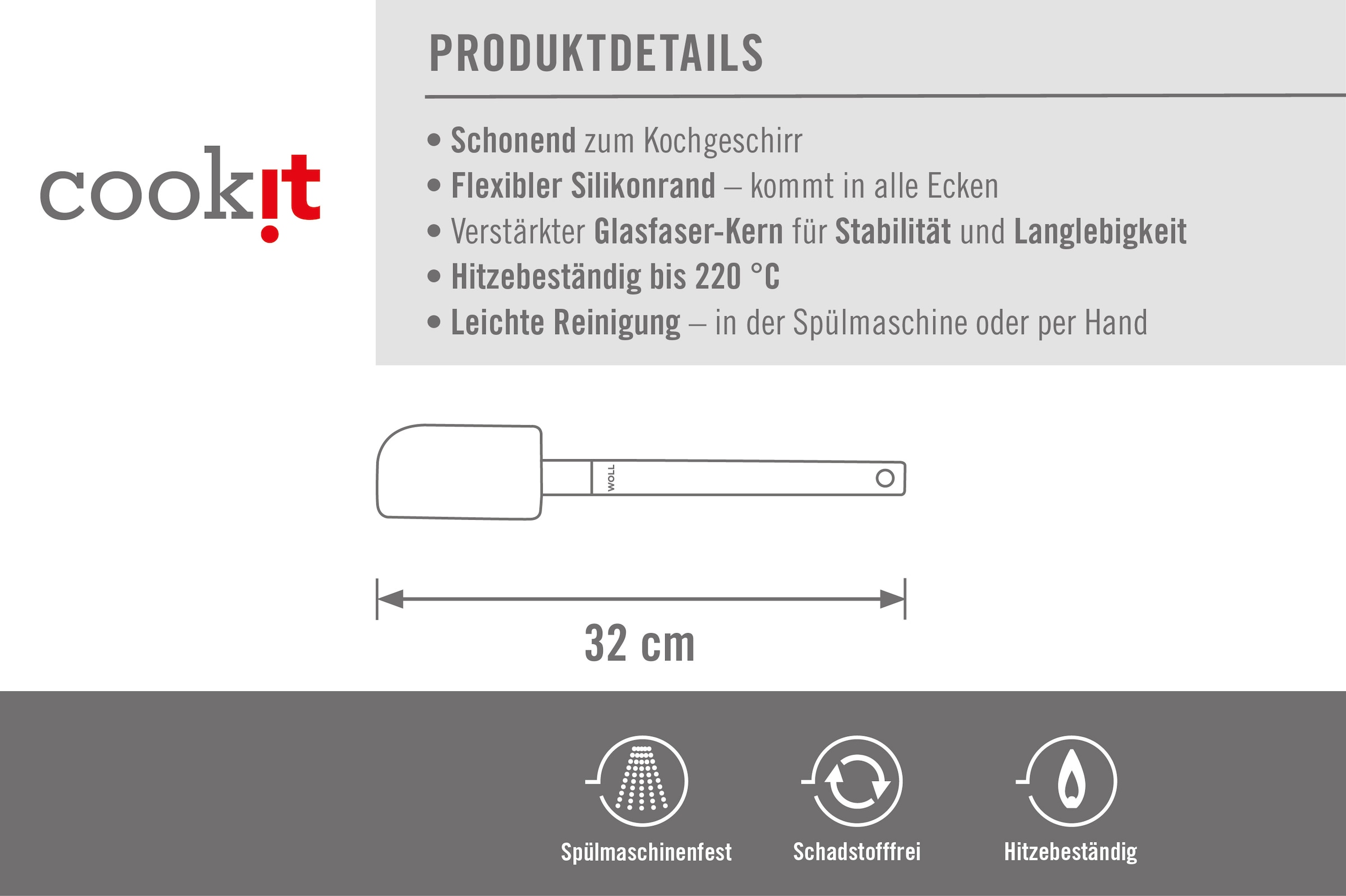 WOLL Teigschaber »Cook it«, (1 tlg.), aus hochwertigem Kunststoff und Silikon
