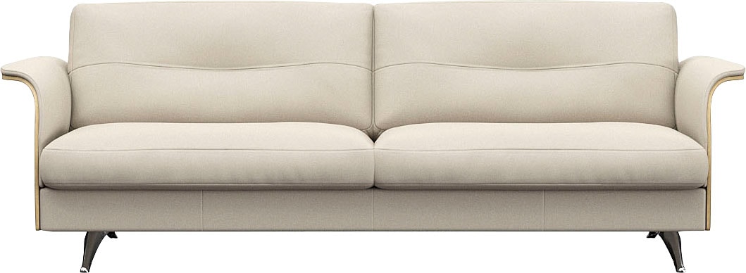 FLEXLUX 3-Sitzer "Glow Designsofa, bequem und komfortabel durch hochwertigen Sitzaufbau" Skandinavisches Design, hochwertige Verarbeitung, Armlehne walnuss