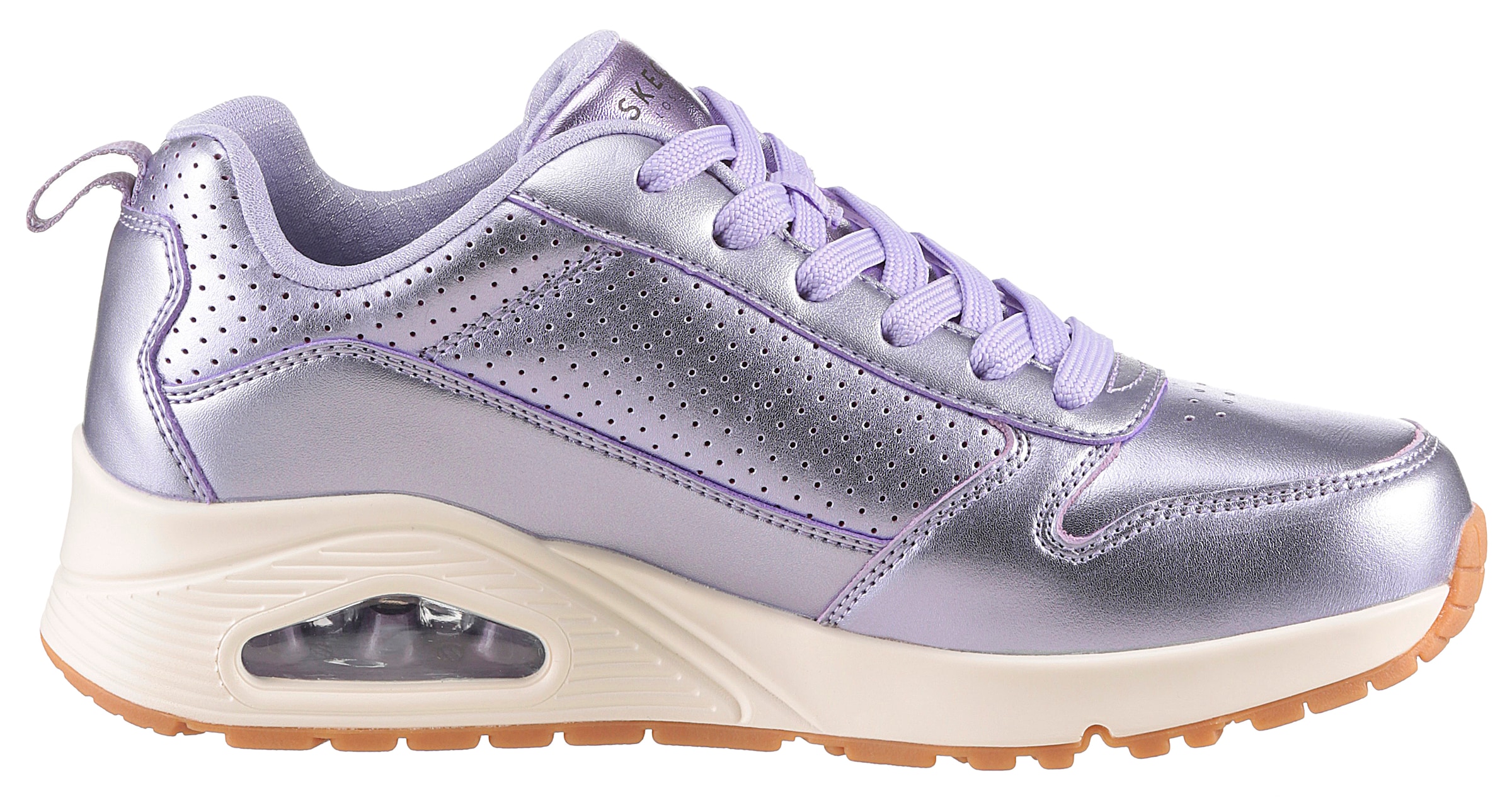 Skechers Sneaker »UNO-METALLIXS«, Keilsneaker, Plateausneaker, Schnürschuh, Halbschuh im Metallic-Look
