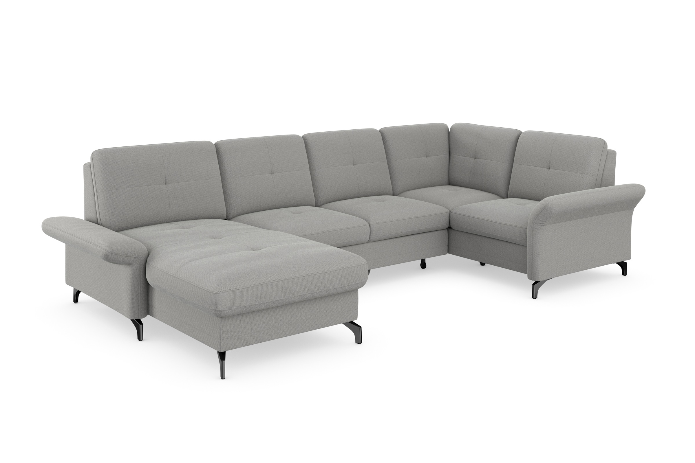 Wohnlandschaft HOME AFFAIRE "Calando U-Form", silber, B:326cm H:91cm T:188cm, 90% Polyester 10% Polyamid, Sofas, Wohnlandschaft, wahlweise mit Bettfunktion, Bettkasten und Armteilfunktion 9