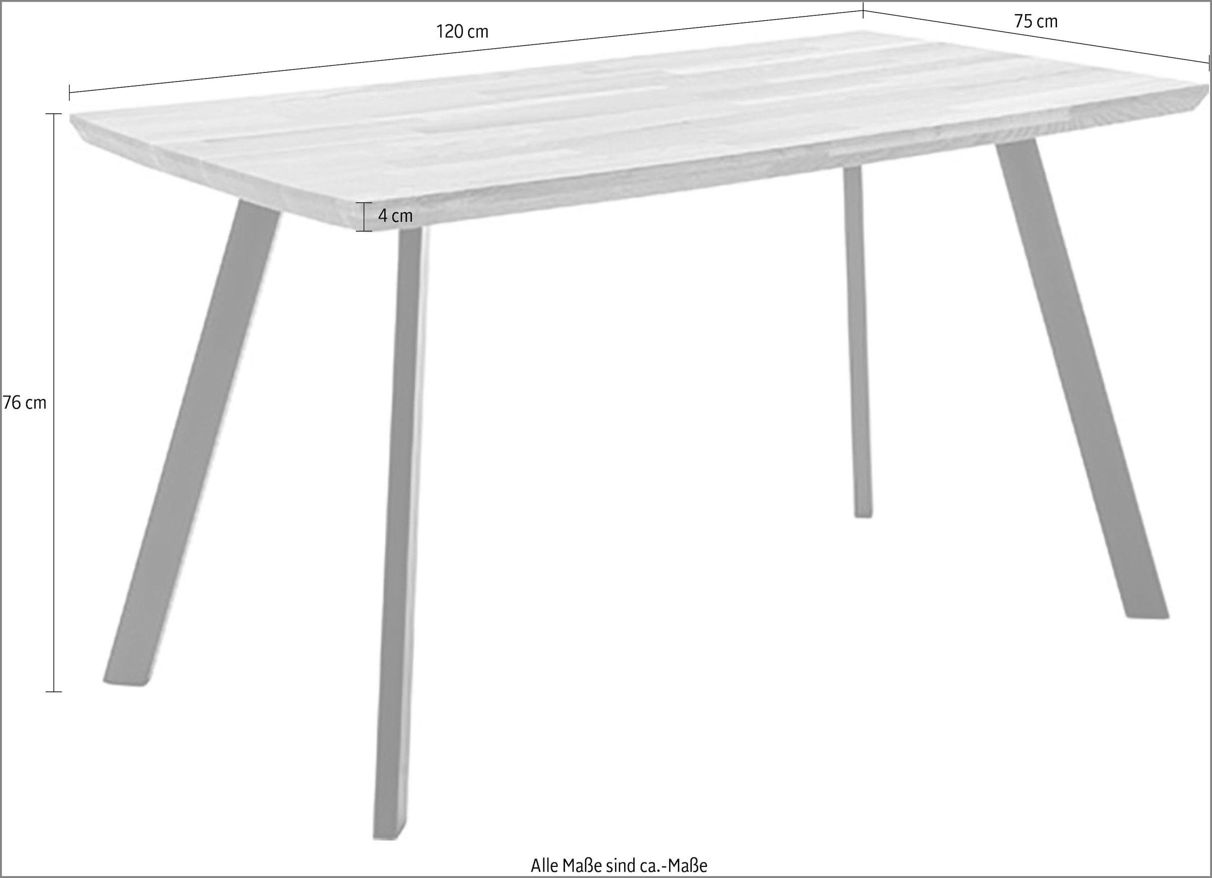 MCA living Esstisch »Zeballos, TOPSELLER!«, (1 St., Holztisch), Tischplatte aus Zerreiche, Schweizer Kante, belastbar bis 100 Kg