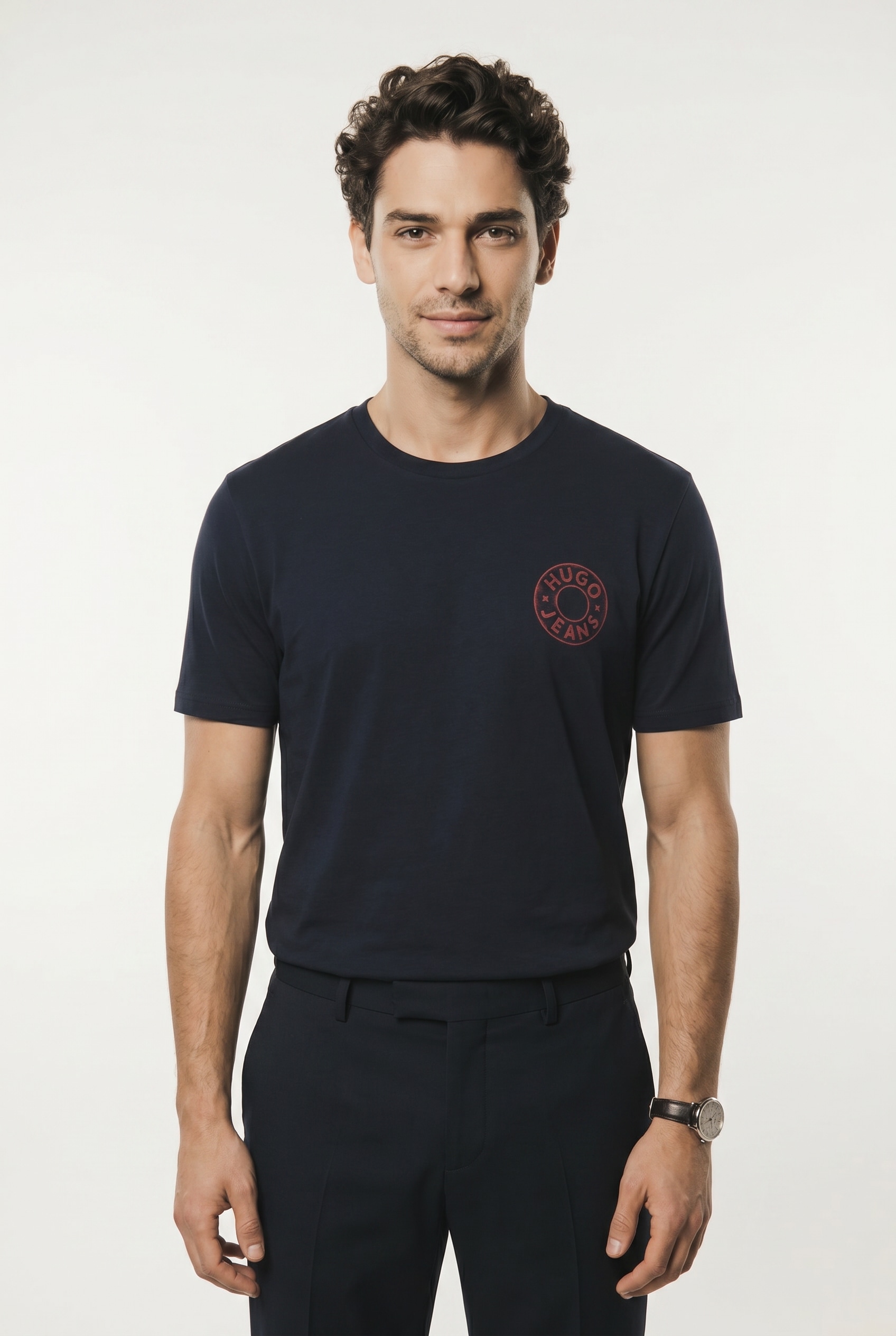 HUGO T-Shirt "Nemodo" Rundhalsausschnitt, reine Baumwolle, Brustdruck