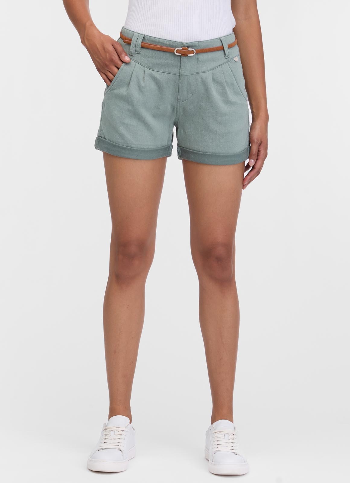Ragwear Shorts "HEEVEN" leicht verwaschener Twill zum Umschlagen mit Gürtel günstig online kaufen