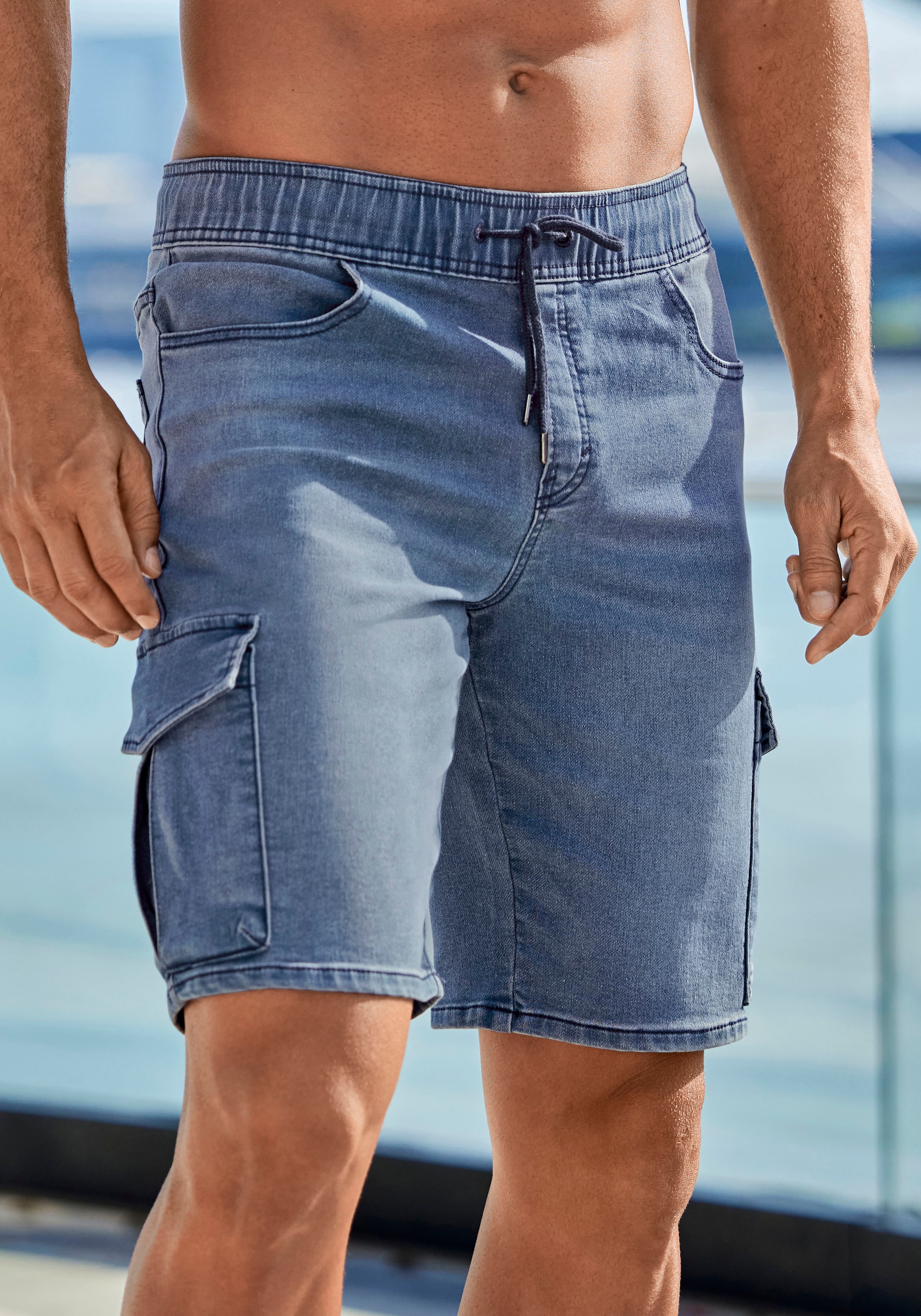 John Devin Shorts "Bermuda, kurze Jogger Pants" mit Cargotaschen, knielang, elastische Schlupf-Bermuda