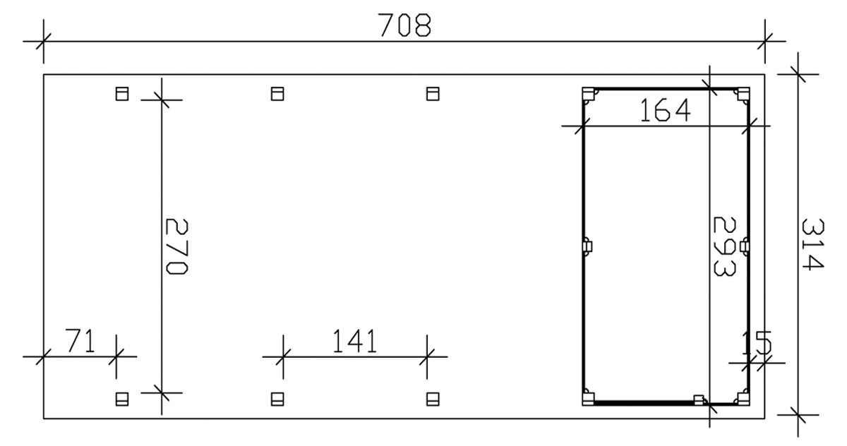 Skanholz Einzelcarport »Friesland«, Holz, 270 cm, grün, mit Abstellraum