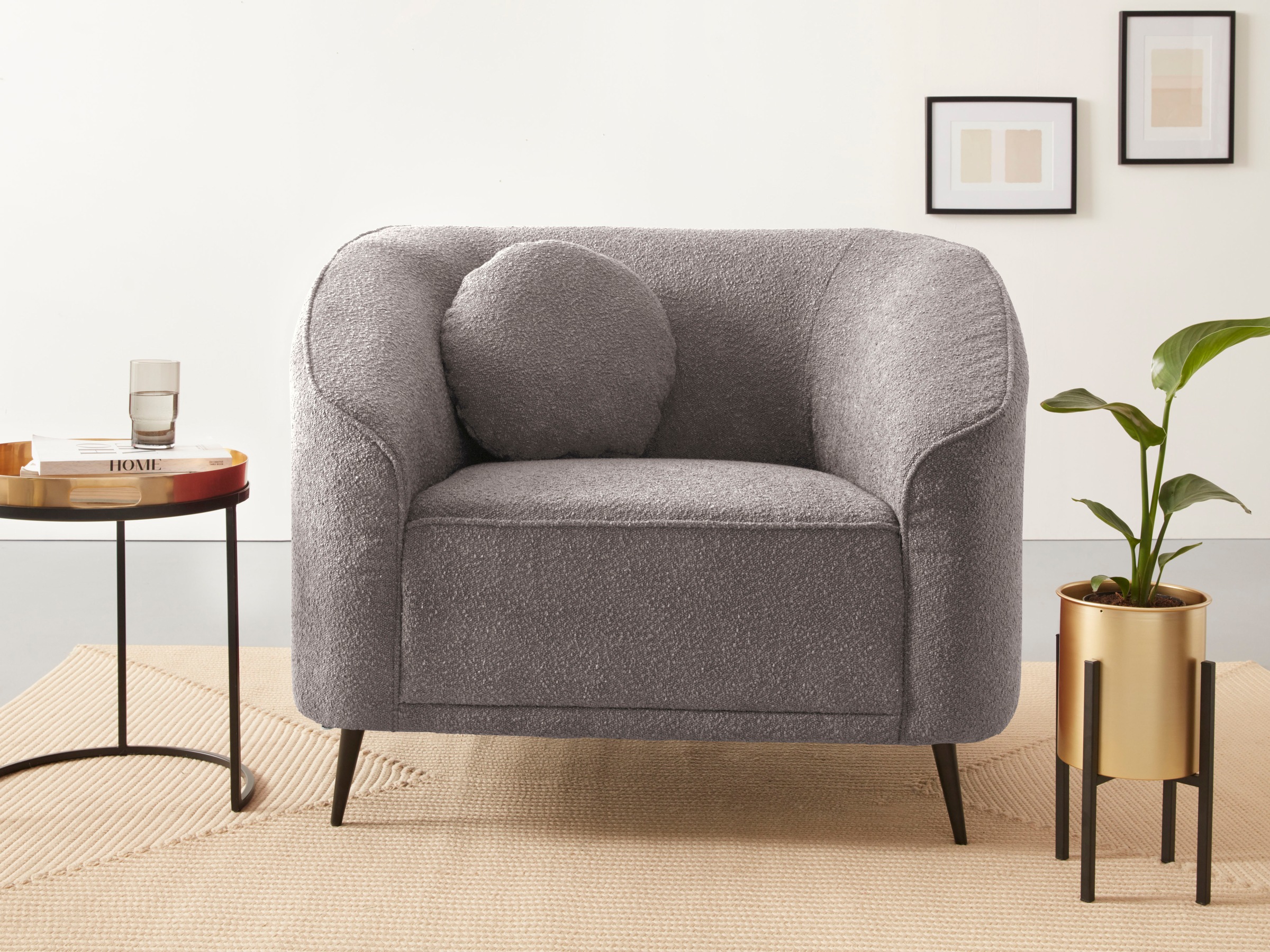 Home affaire Sessel "Ashly" in 3 Bezugsvarianten, Bouclé, Samtoptik und Str günstig online kaufen
