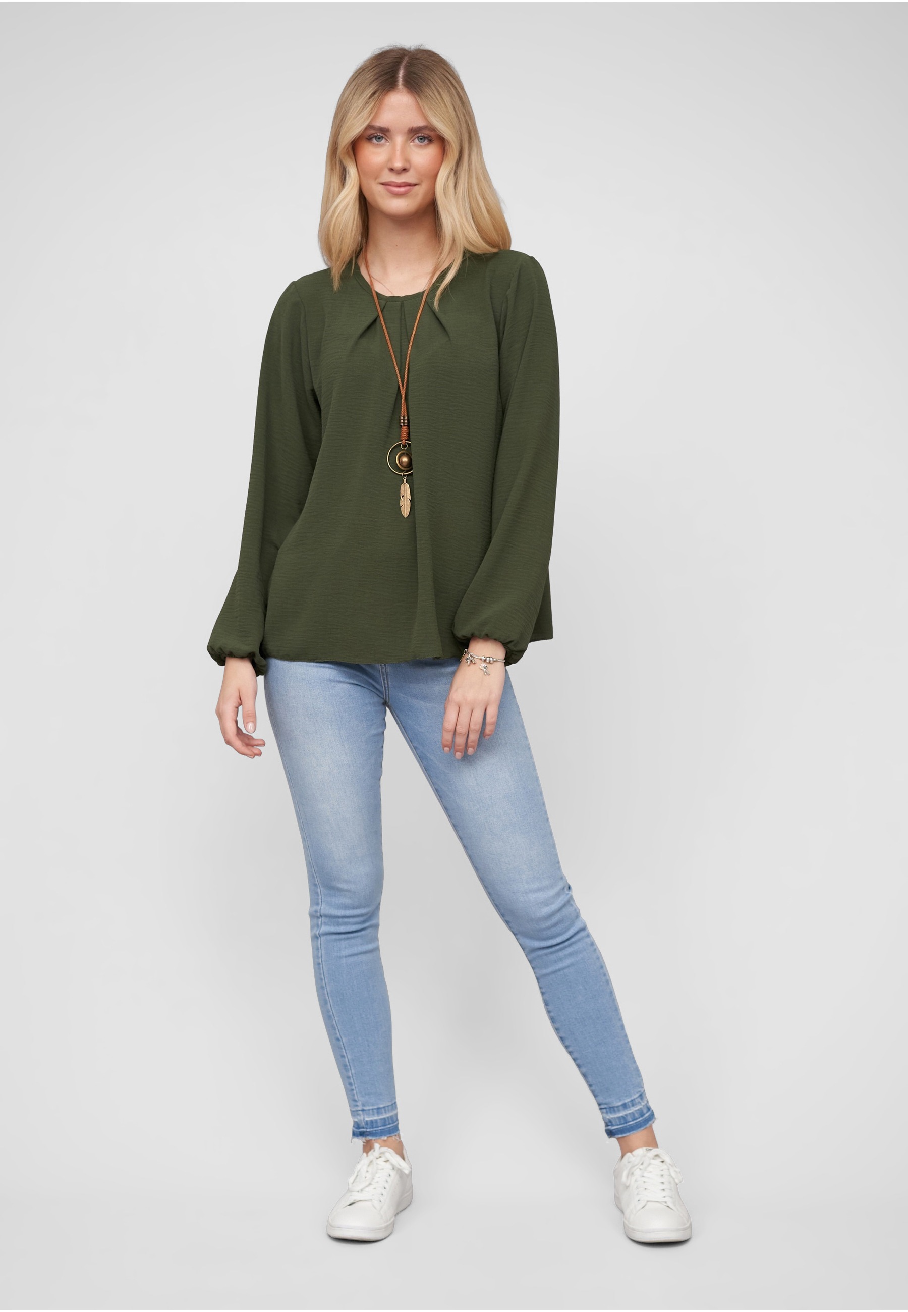 CLOUD 5IVE Klassische Bluse »CLOUD 5IVE Longsleeve Blouse with Necklace«
