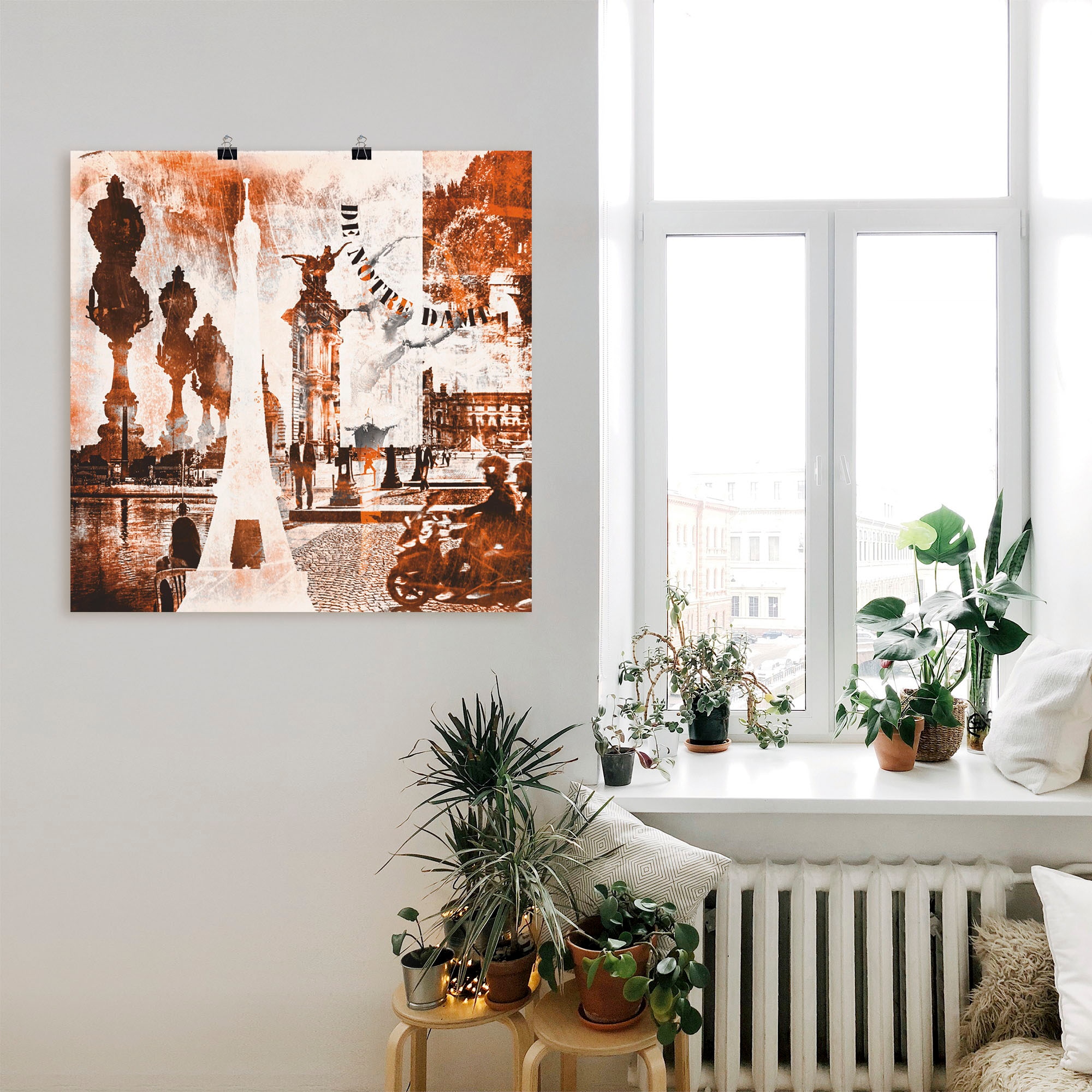 Artland Wandbild »Paris Skyline abstrakte Collage«, Architektonische Elemente, (1 St.), als Leinwandbild, Wandaufkleber oder Poster in versch. Größen