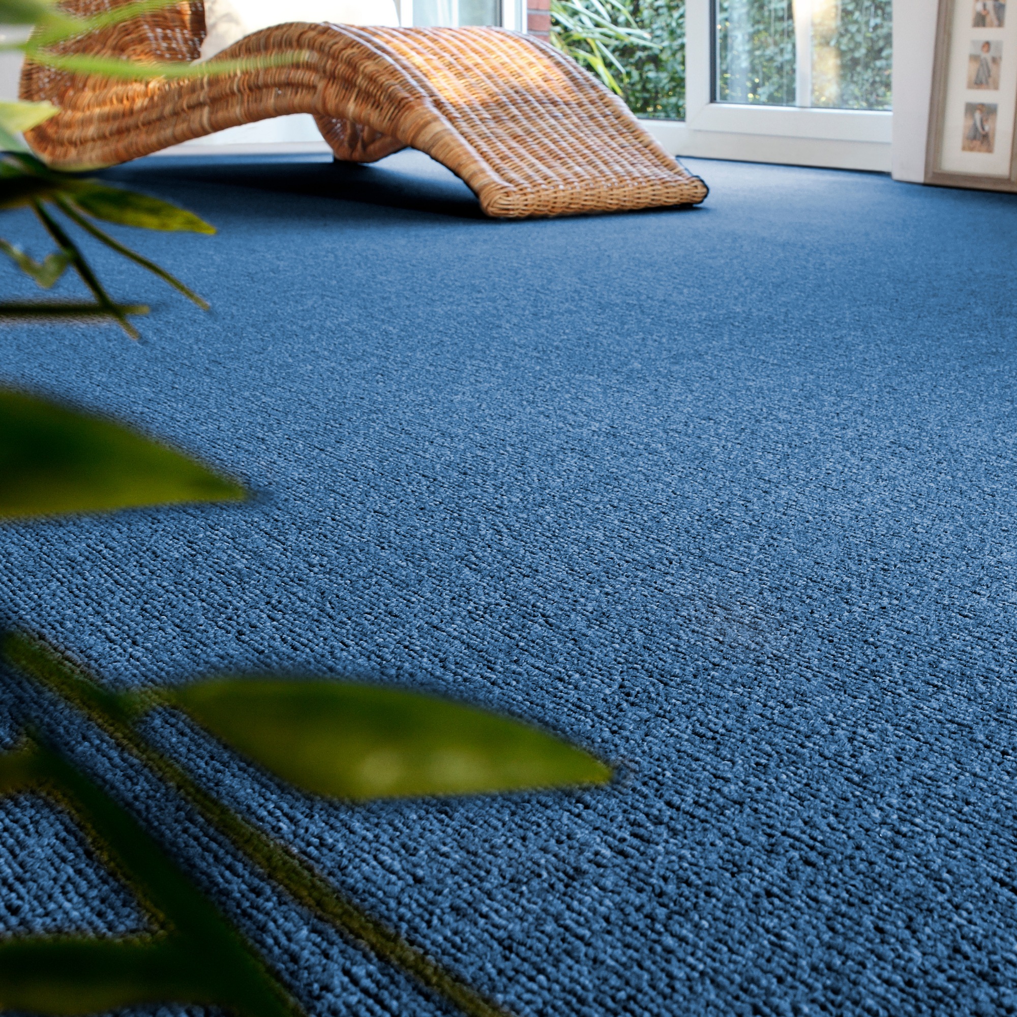 Teppichboden ANDIAMO "Rambo, Feinschlinge, Gesamthöhe 4,5 mm, Made in Netherlands", blau, B:400cm L:350cm, Kunstfaser, Teppiche, meliert, Breite 400 cm oder 500 cm, strapazierfähig & pflegeleicht