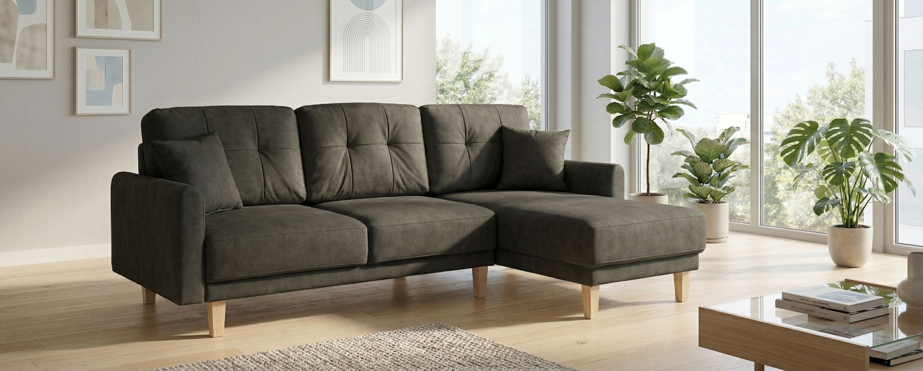 OTTO home Ecksofa "TRIPLO optionale Schlafsofa mit Bettkasten, Maße B/T/H: 234/164/89 cm" L-Form wahlweise mit Bettfunktion - Liegefläche 132x210 cm