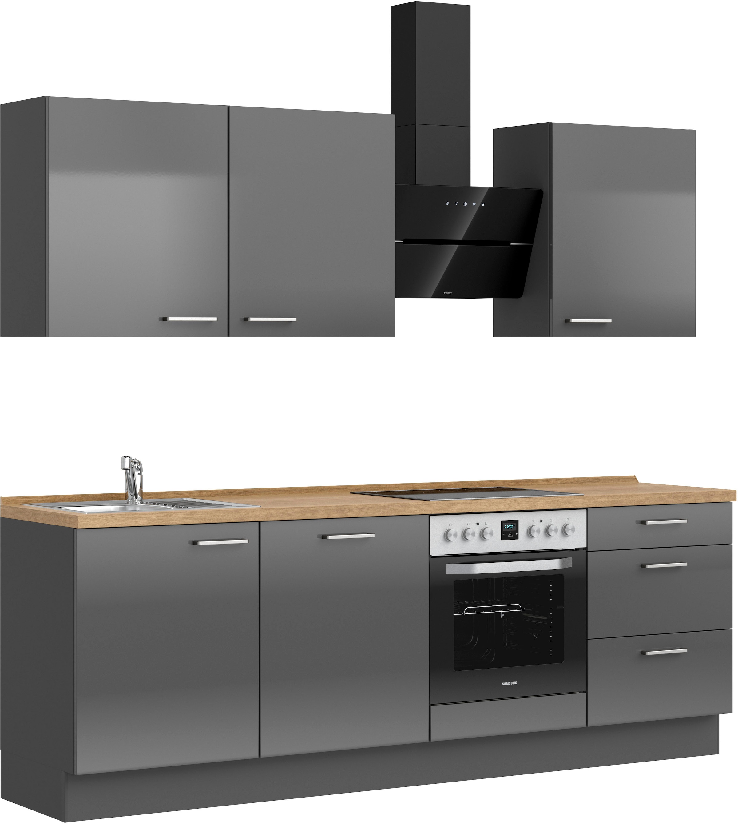nobilia® Küchenzeile »"Flash II"«, vormontiert, Ausrichtung wählbar, Breite 240 cm, wahlw. mit E-Geräten