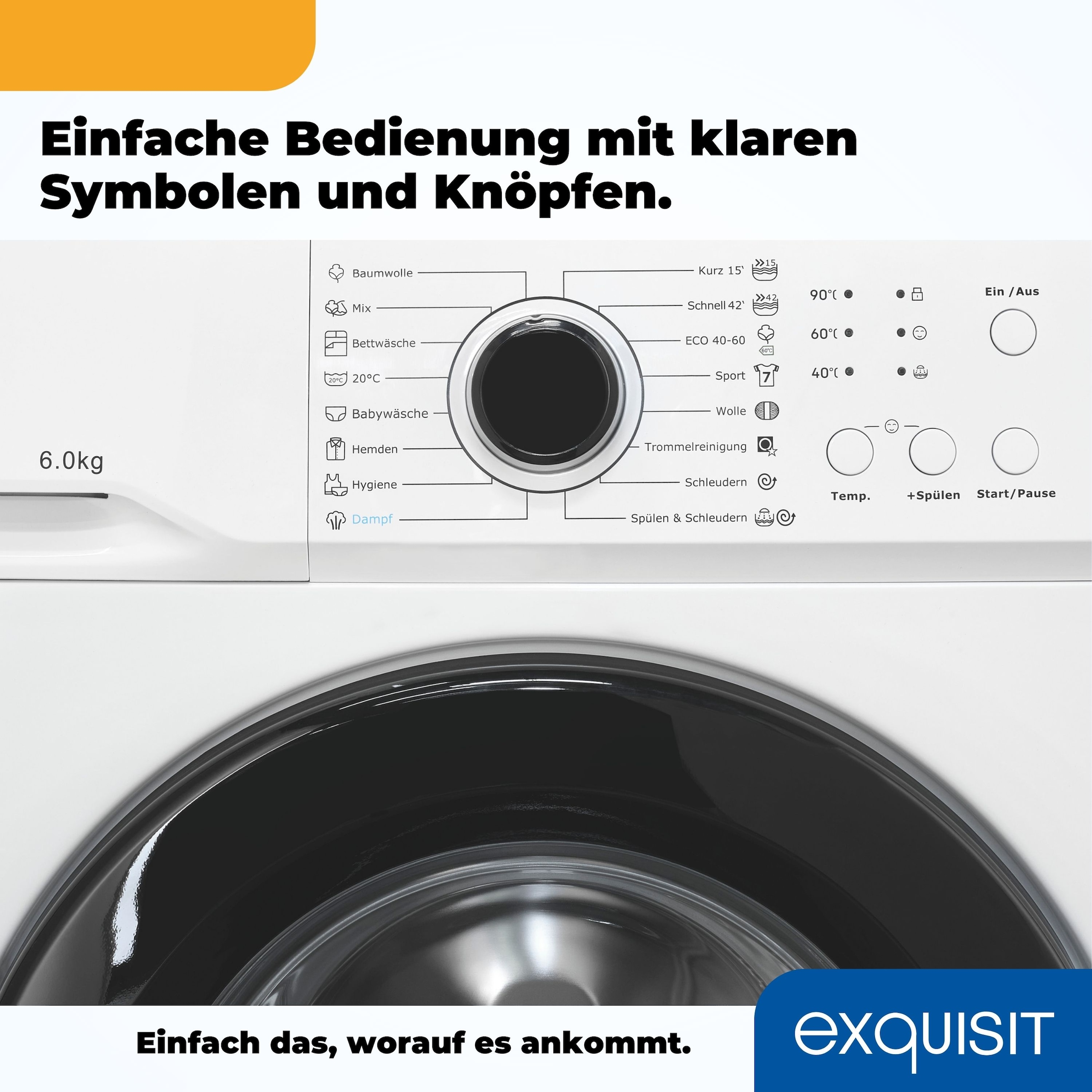 exquisit Waschmaschine »WA6110-020A weiss«, 6 kg, 1000 U/min