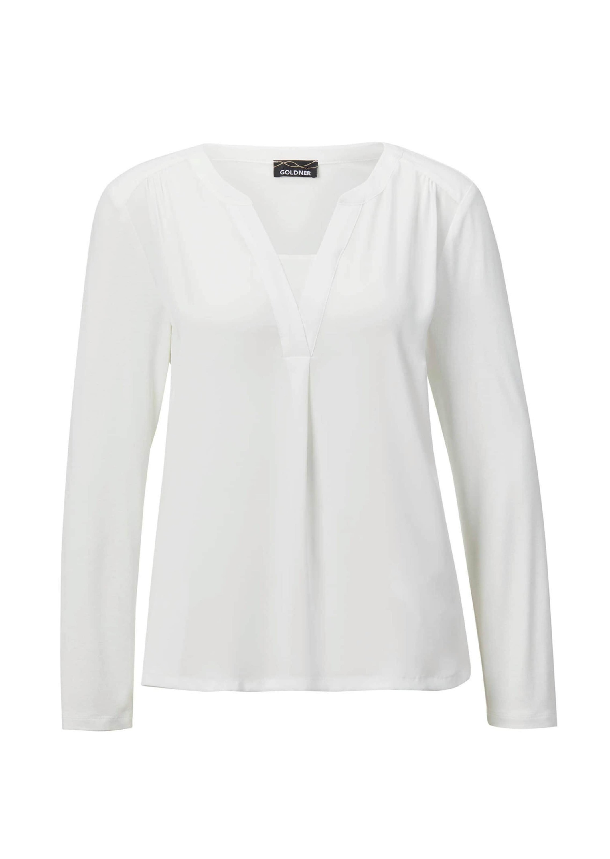 GOLDNER Kurzarmbluse "Elegantes Chiffonshirt mit Jersey-Details" Schlitz günstig online kaufen