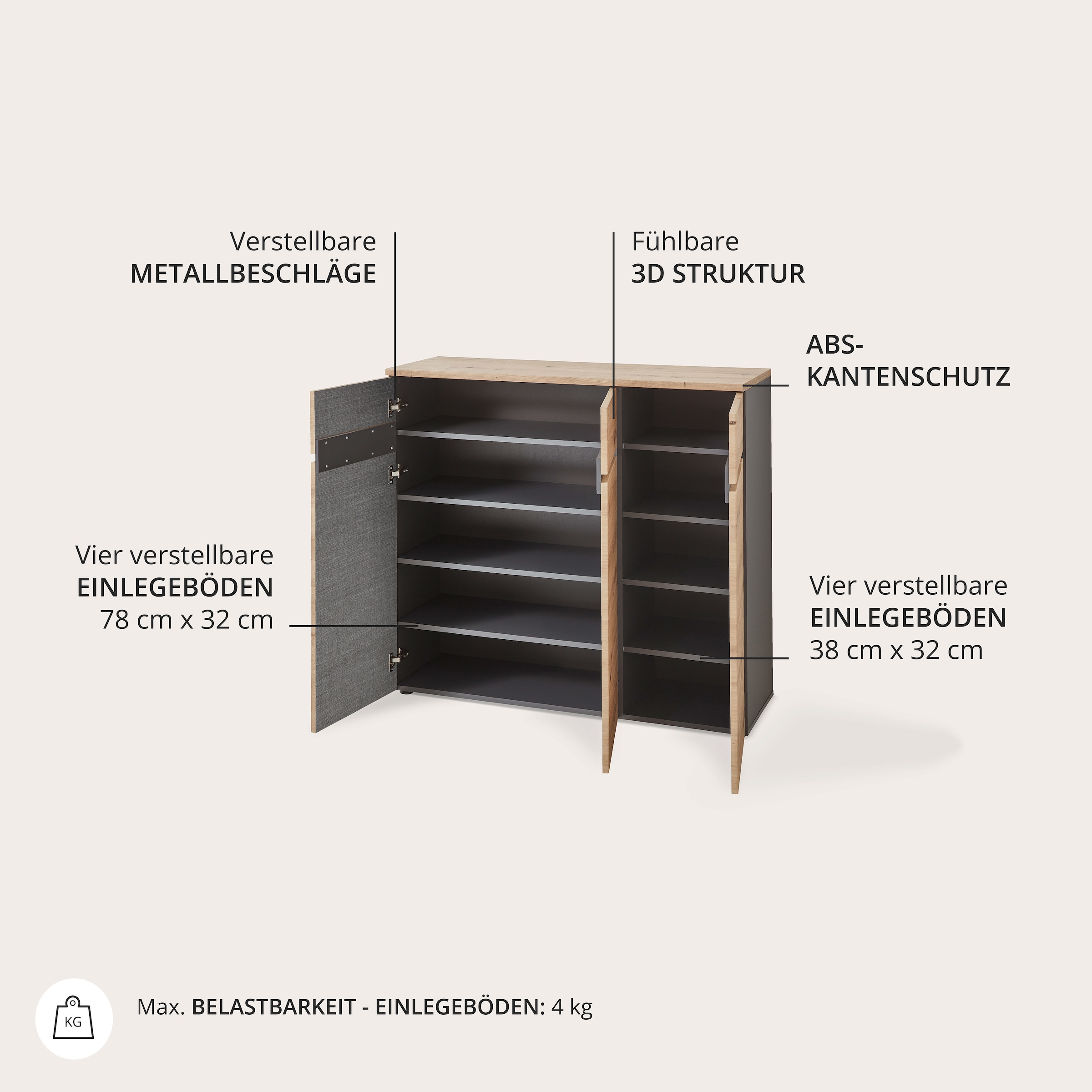 Innostyle Schuhschrank »MEMPHIS, TOPSELLER!«, (Schuhschrank, Schuhregal)