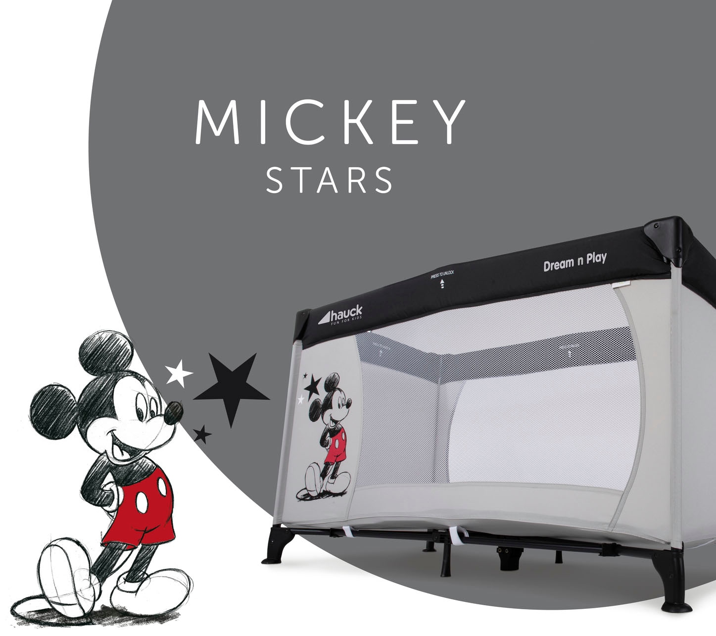 Hauck Baby-Reisebett »Dream N Play - Mickey Stars«, inkl. Transporttasche