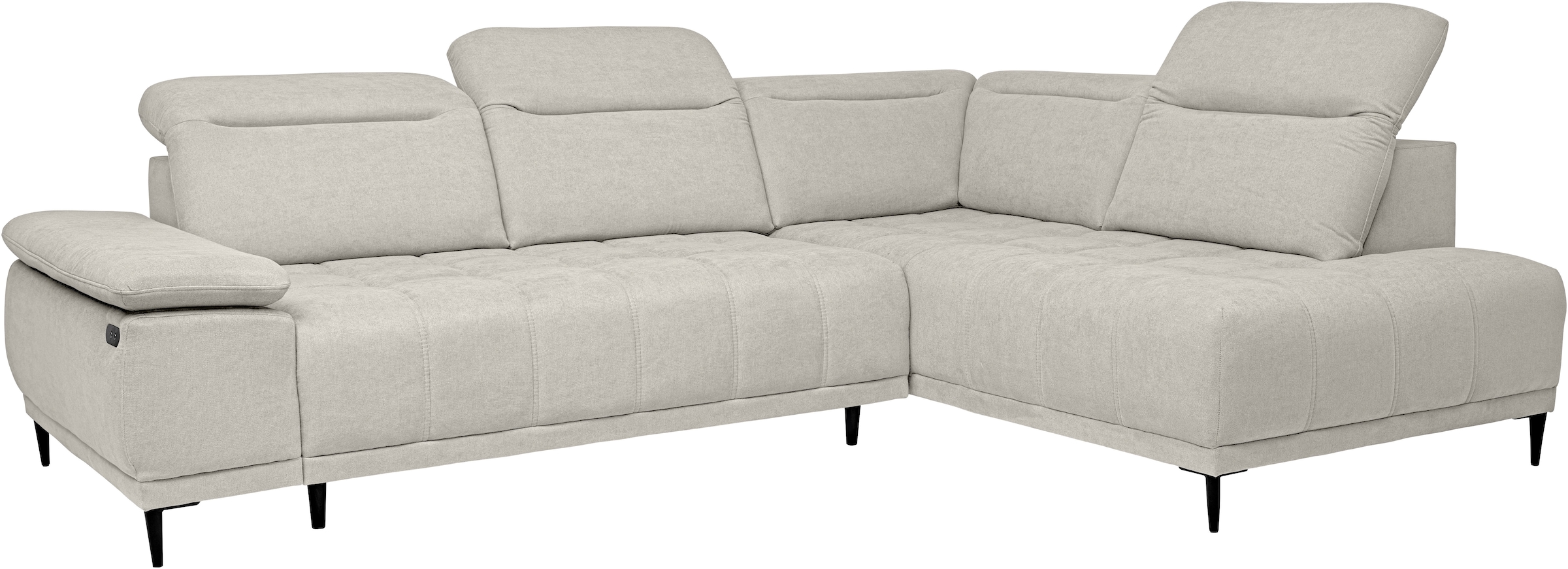 WERK2 Ecksofa »Focus-L elektr. Sitztiefenverstellung, verst. Kopfteile, bodenfrei« Luxus-Microfaser, L-Form, elektrische Sitztiefenverstellung