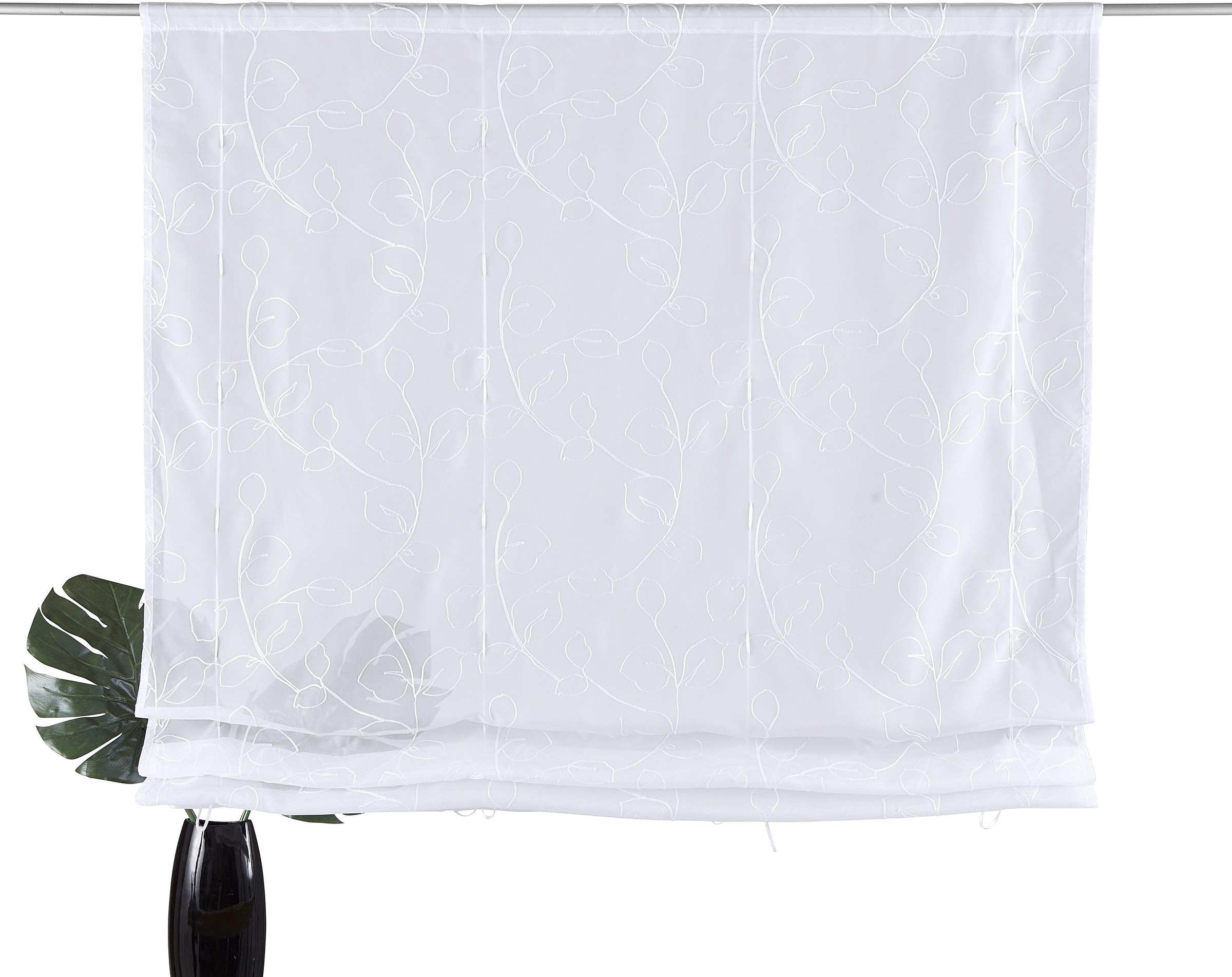 Home affaire Raffrollo "Adele" mit Stangendurchzug ohne Bohren mit Stickere günstig online kaufen