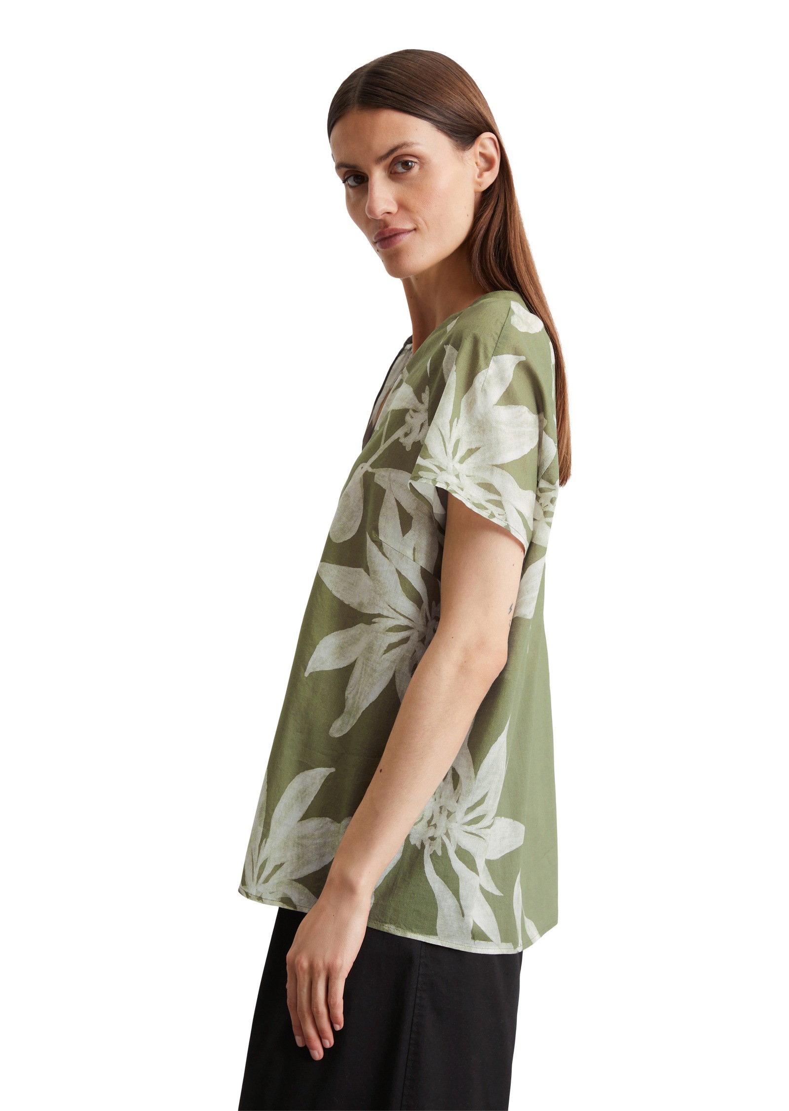 Marc O'Polo Kurzarmbluse »aus leichtem Baumwolle-Voile«