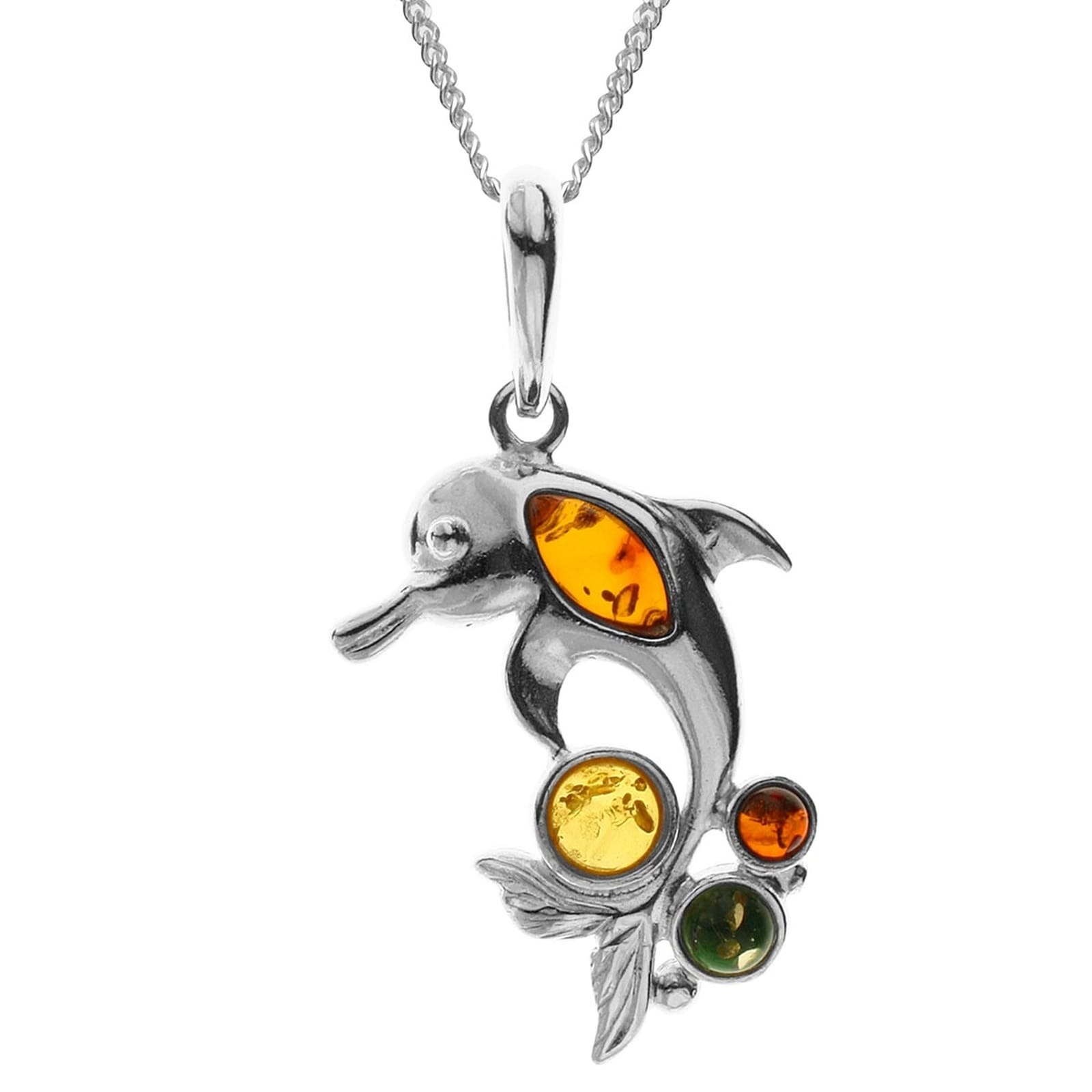 Kette mit Anhänger OSTSEE-SCHMUCK "- Delphin - Silber 925/000 - Bernstein" Gr. 50, silber (silber 925, silberfarben, weiß), Schmuck_Sets, Damen, 50, Silber 925 (Sterlingsilber) 4
