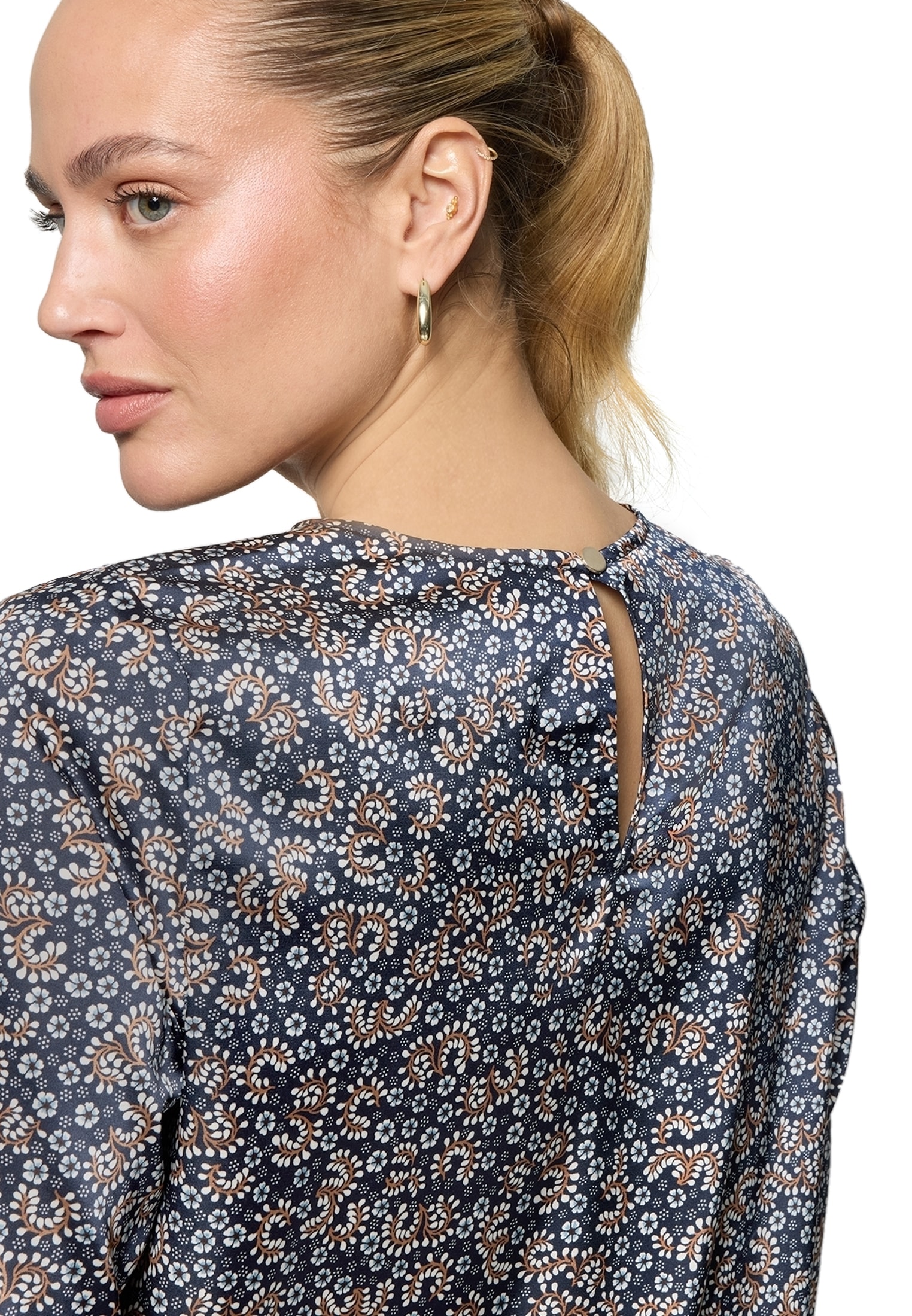 Zero Satinbluse »Damen langarm mit Blumen«