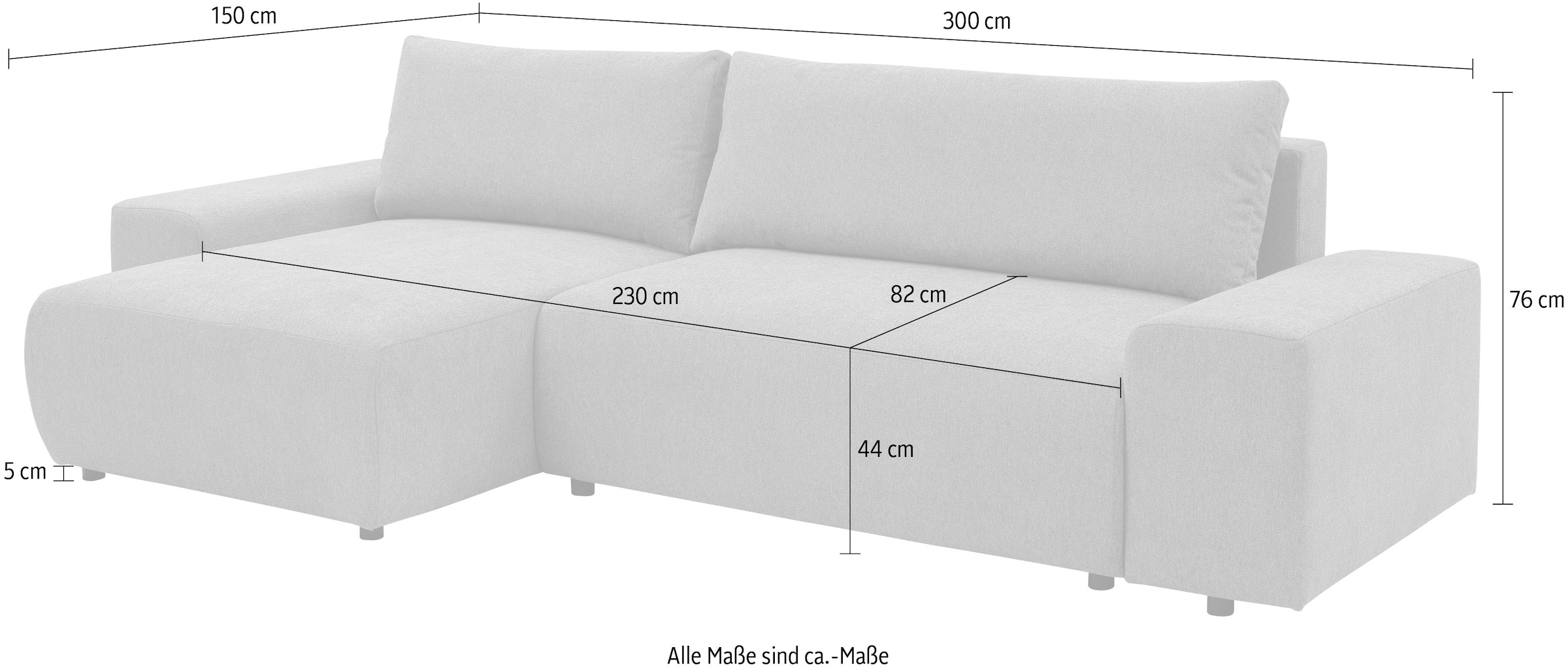 WERK2 Ecksofa »Amsterdam, zeitlos und elegant, Breite 300cm, L-Form«, Design Ecksofa mit hohem Komfort, Schlaffunktion & Bettkasten