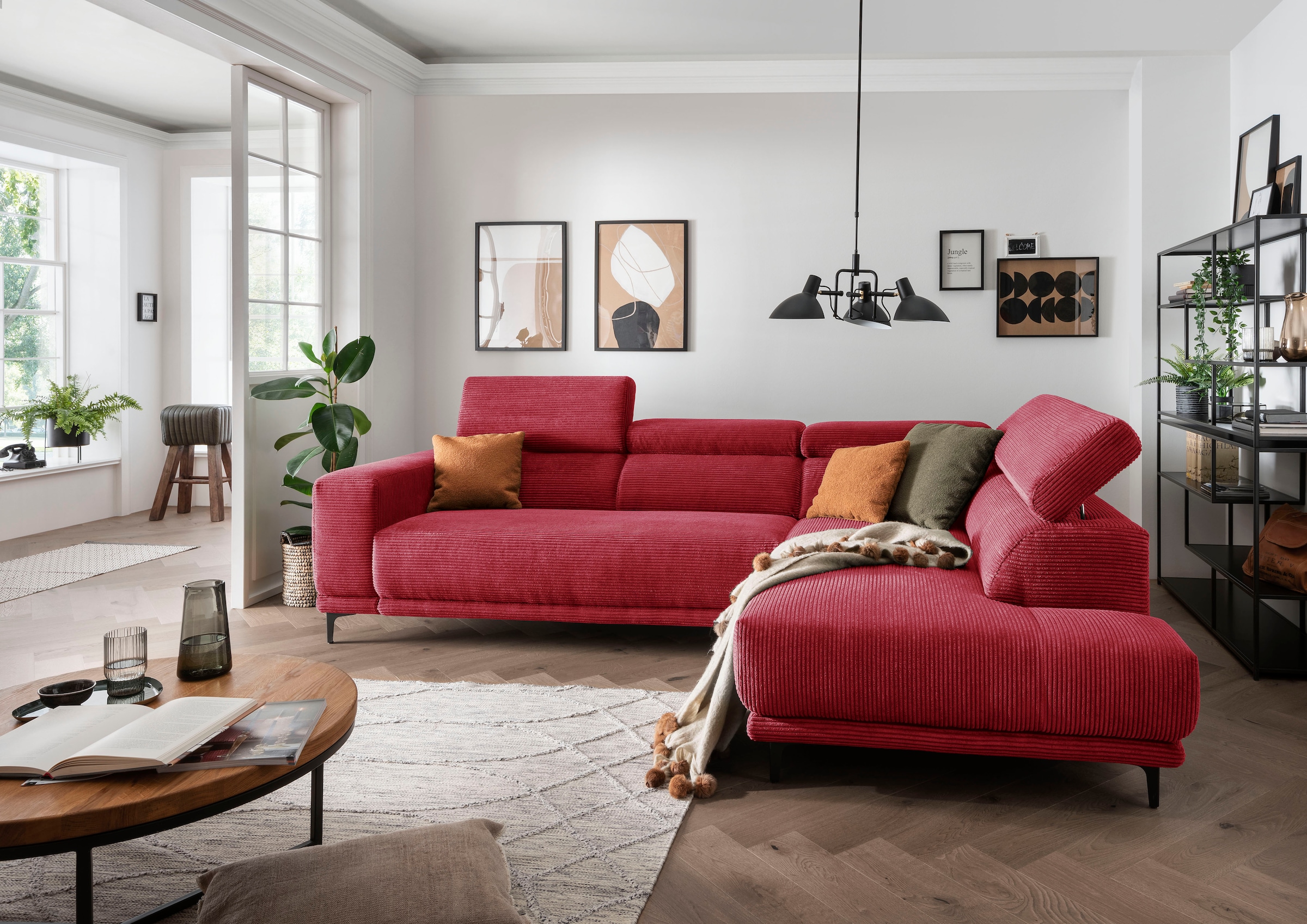 alina Ecksofa »Hikari«, wahlweise mit Sitzvorzug, in modernem Cordstoff, Breite 302 cm
