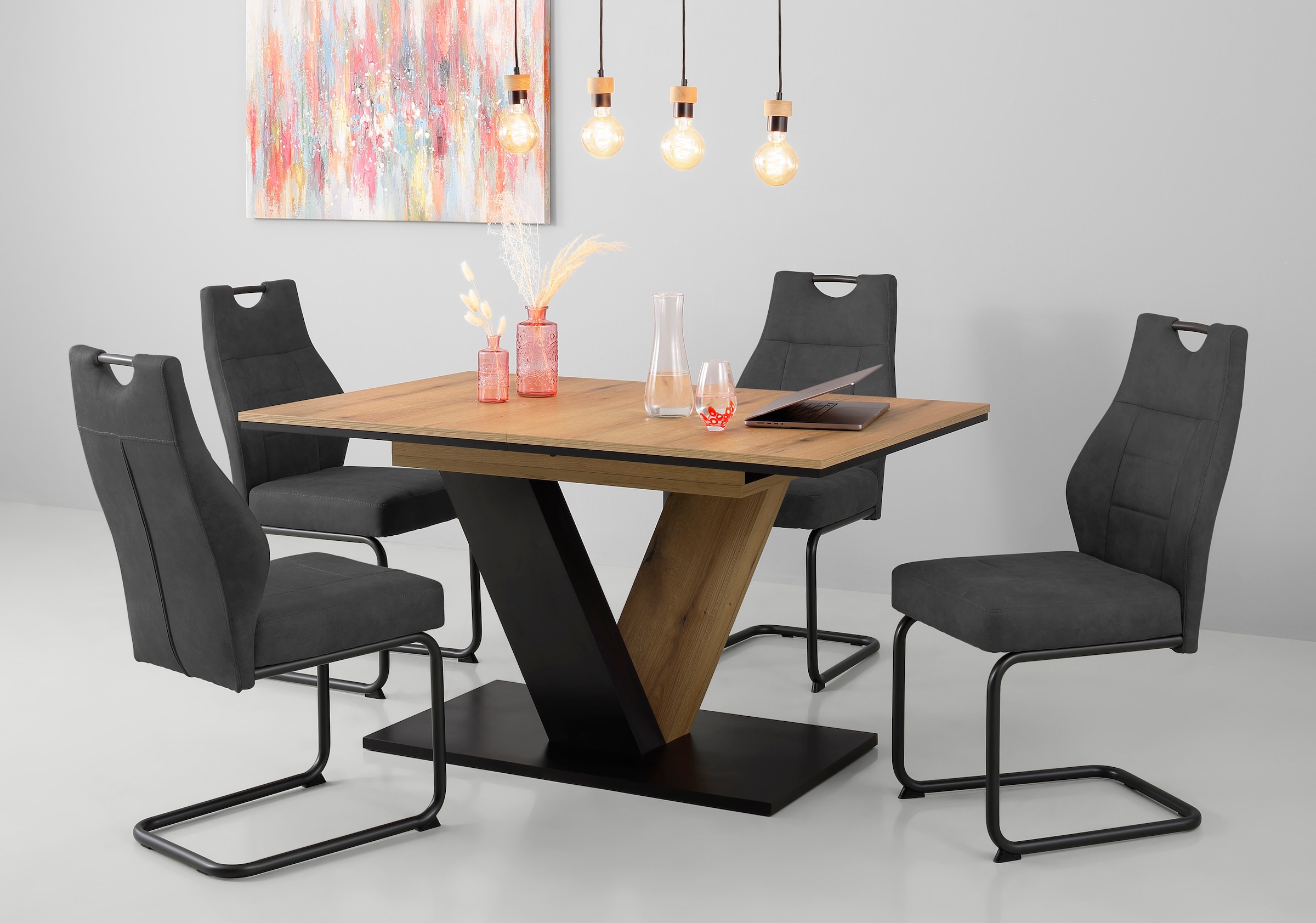 HELA Esszimmerstuhl »Linda S Schwingstuhl BESTSELLER«, (Set), 4 St., Microfaser, mit Taschenfederkern Sitz, mit 140KG belastbar, Freischwinger