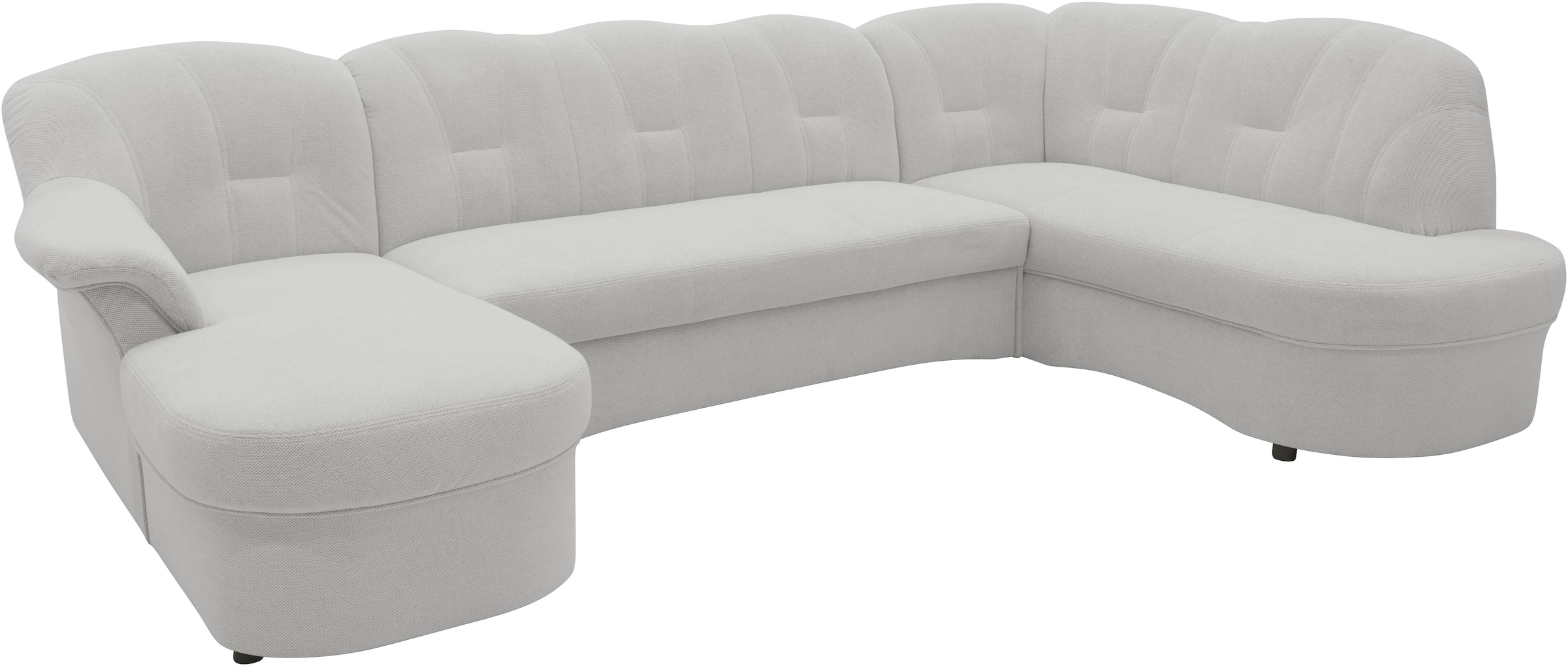 DOMO collection Wohnlandschaft »Flores auch in Leder-Bezug, B/T/H: 293/180/86 cm, U-Form«, (3 St.), wahlweise mit Bettfunktion, wahlweise mit Federkern