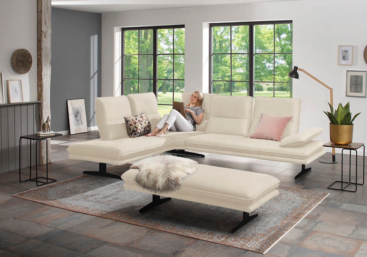 W.SCHILLIG Ecksofa "broadway, Designsofa, toller Sitzkomfort, zeitlos, elegant, L-Form" Sitztiefenverstellung, Kopfteil- & Seitenteilverstellung, Breite 284cm