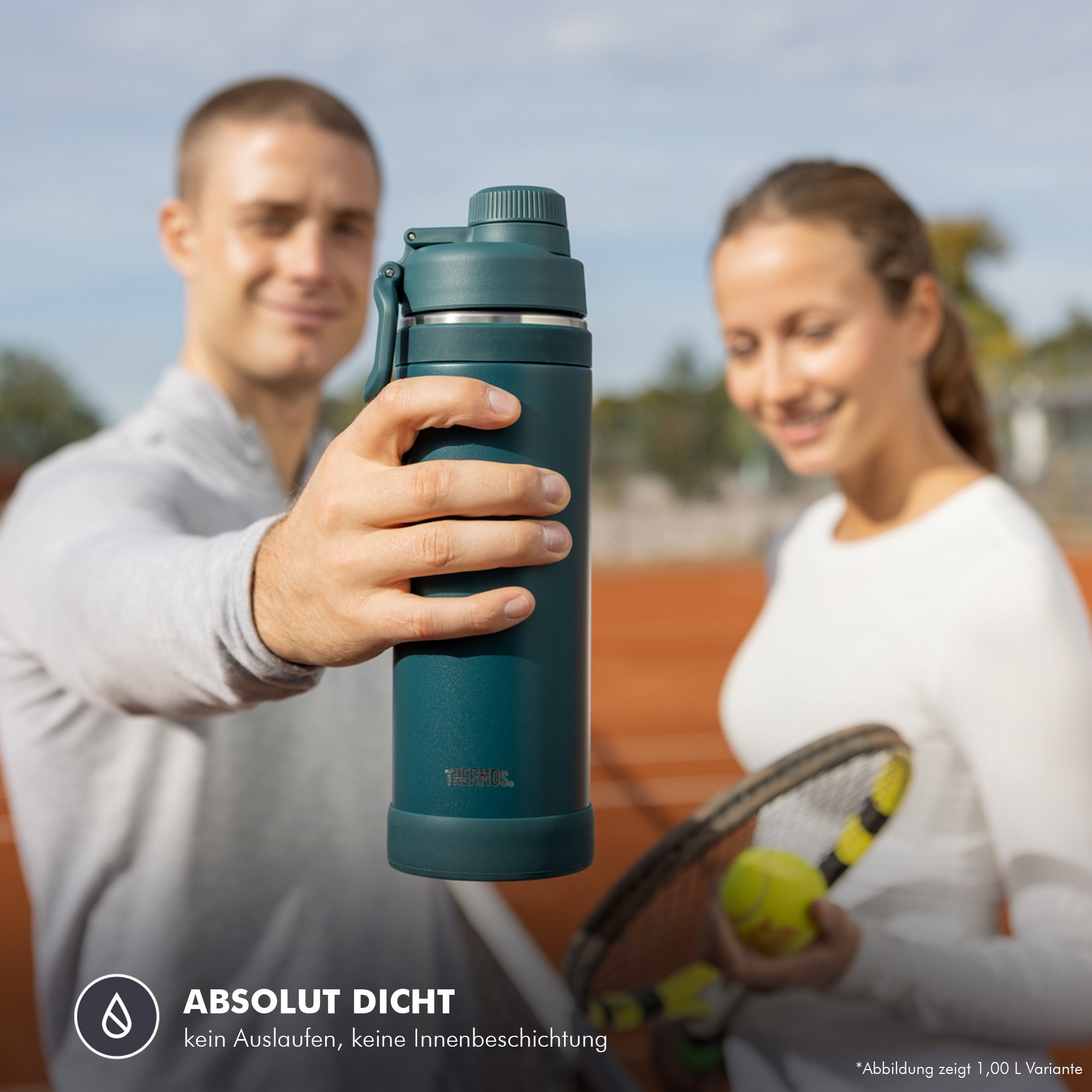 THERMOS Isolierflasche »ULTRALIGHT MAX BOTTLE, doppelwandiger Edelstahl, spülmaschinenfest« 1,00 l, 24h kalt & 12h heiß, mit Tragegriff und Trinköffnung