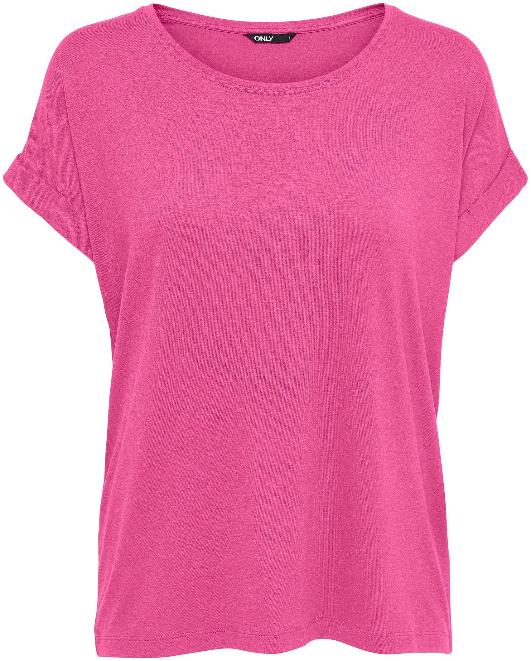 ONLY T-Shirt »ONLMOSTER – Kurzarmshirt mit Aufschlag und klassischem Look«, unifarben, casual, regular fit, Viskosemischung, Rundhals