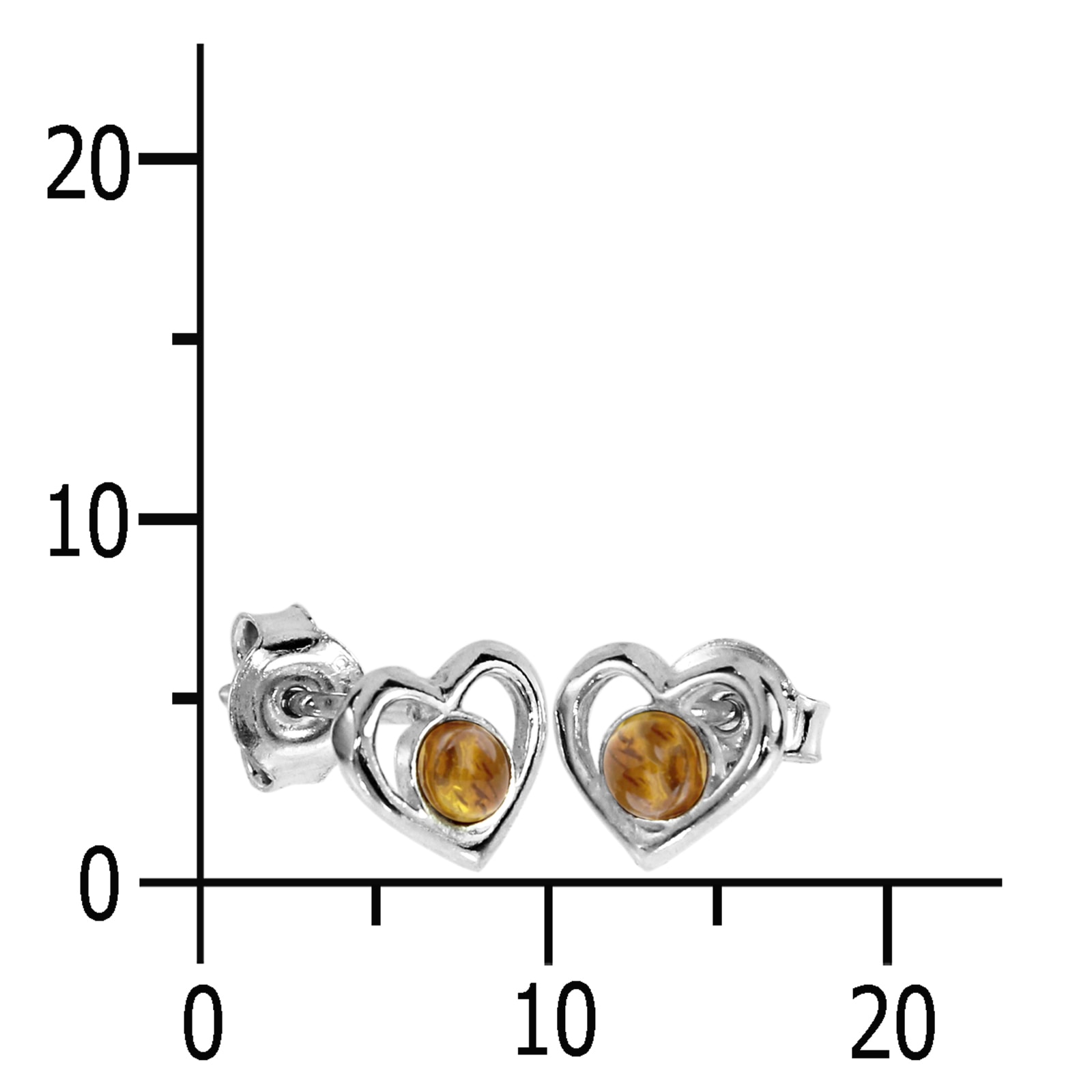 OSTSEE-SCHMUCK Paar Ohrstecker »- Herz - Silber 925/000 - Bernstein«