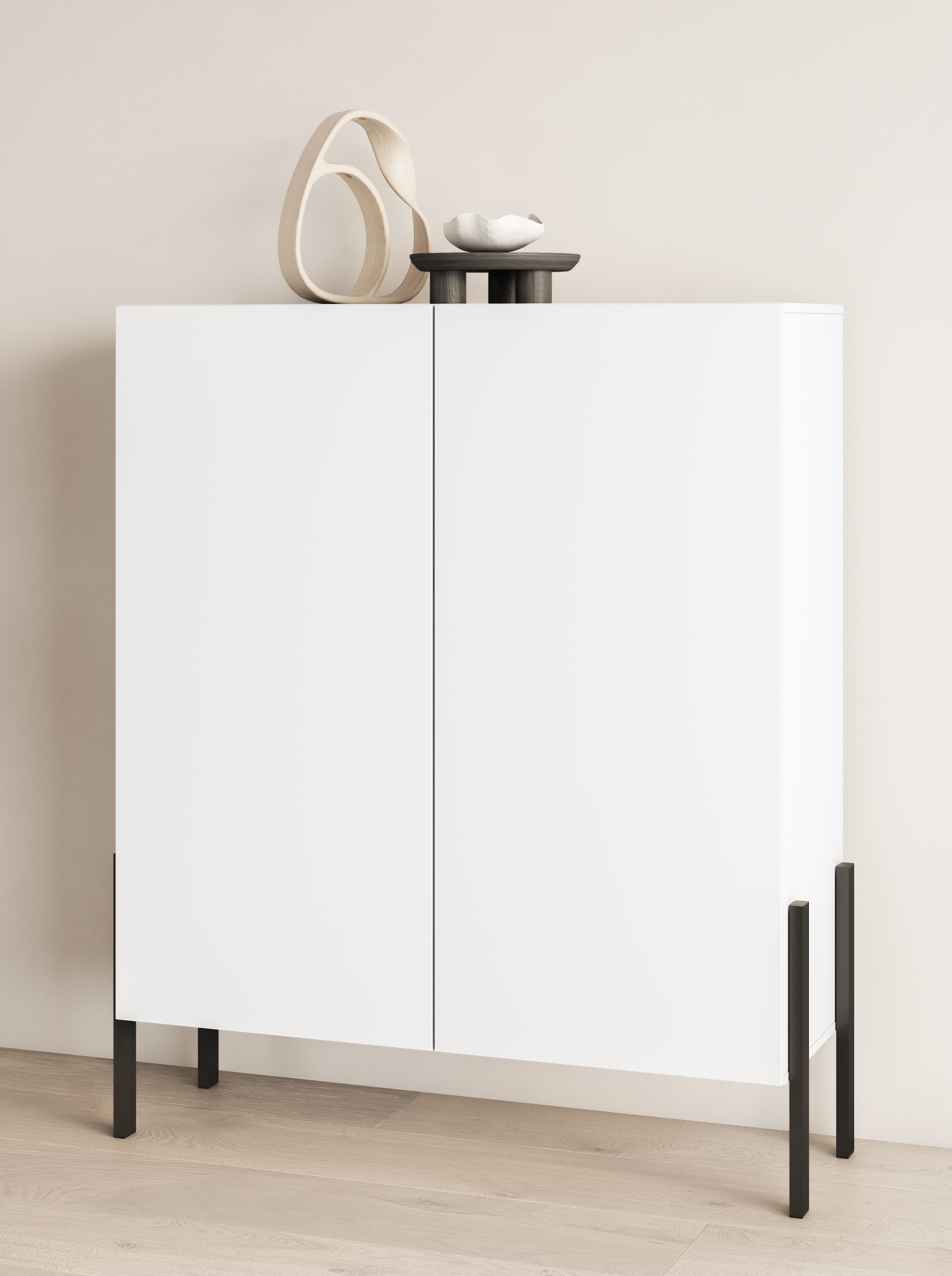 INOSIGN Kommode »Jukon, Breite 110 cm, moderne grifflose Hochschrank, 2Türen«, Highboard mit viel Stauraum, push-to-open-Funktion