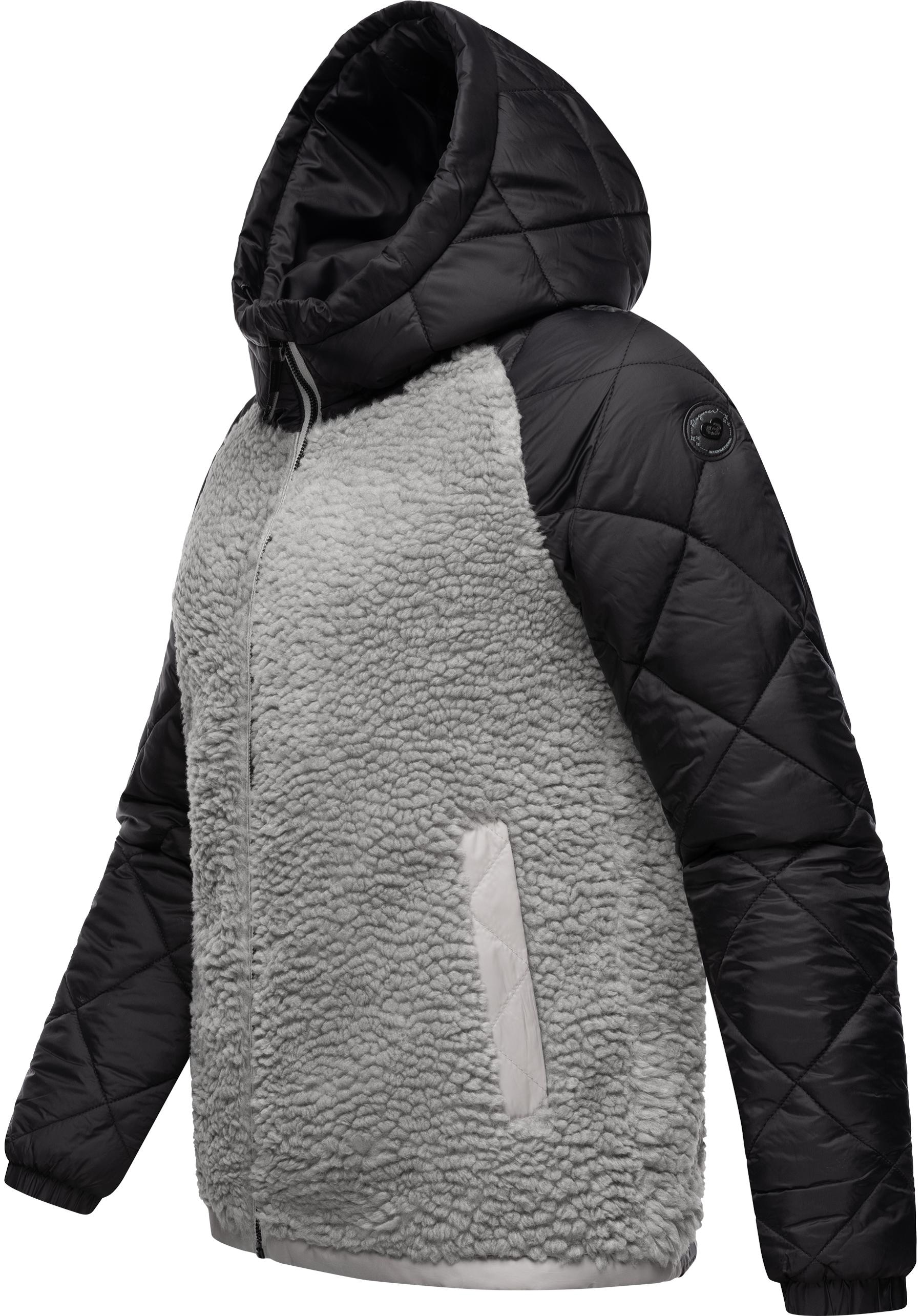 Ragwear Outdoorjacke »Leeloo«, mit Kapuze, Damen Übergangsjacke aus Teddyfleece mit gesteppten Ärmeln