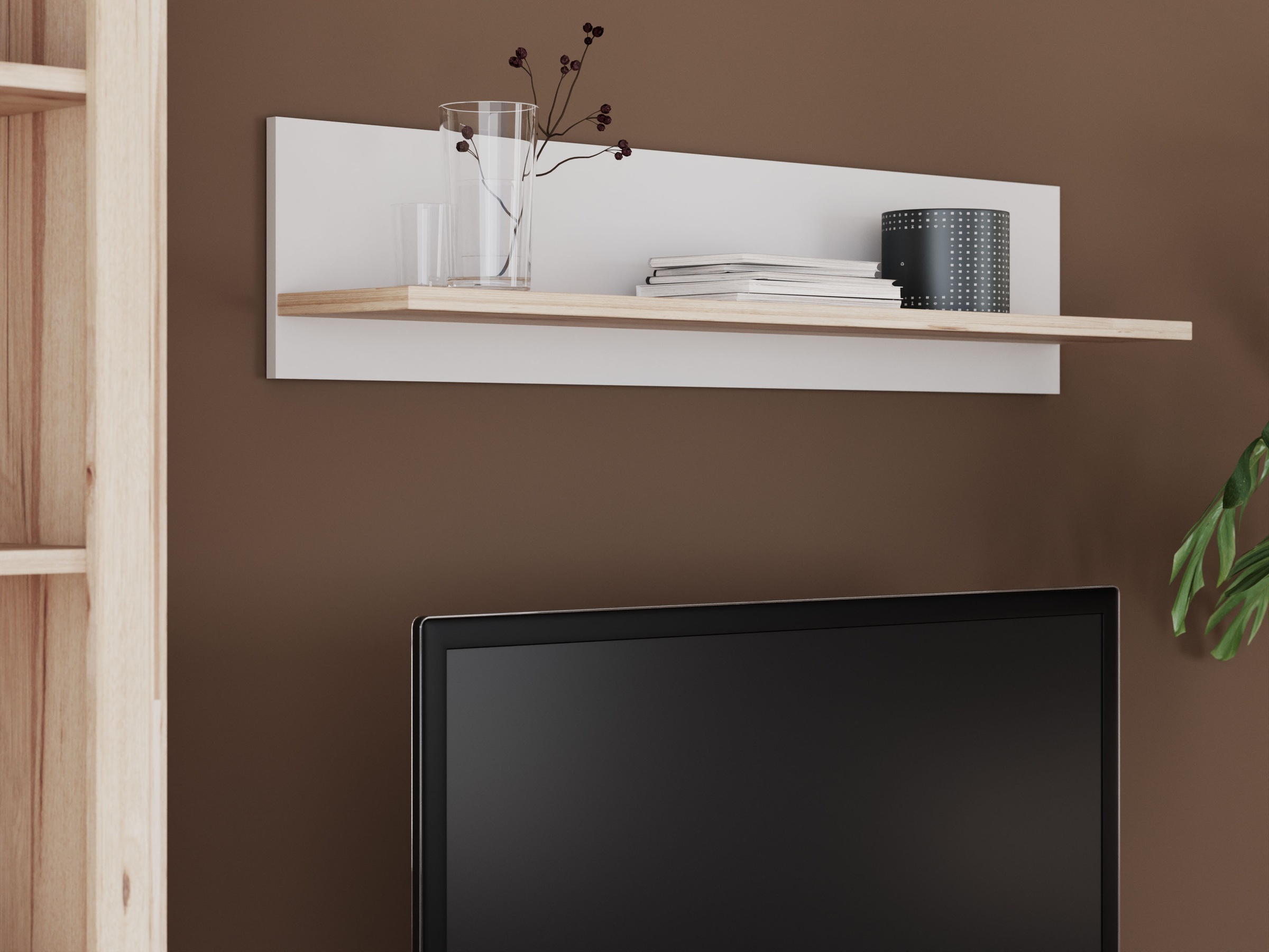 Thumbnail - FORTE Wandboard "Vankka Regal Wandmontage" B/H/T 120/25,6/21,9 cm, Wandregal, zweifarbiges Dekor, einfache Montage