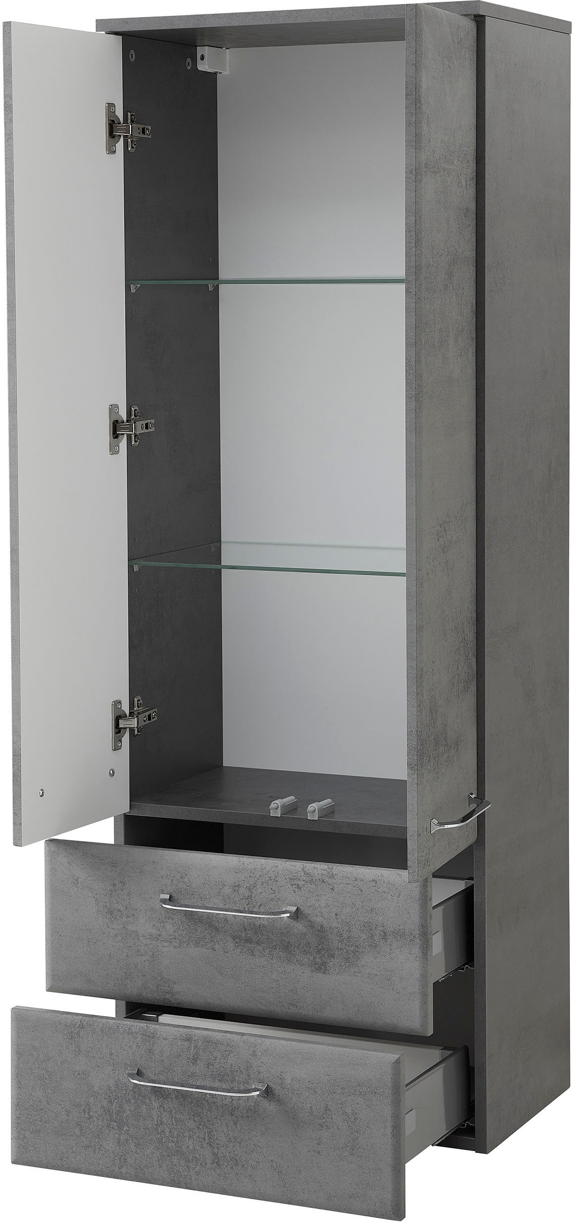 Saphir Badmöbel-Set »Quickset 945 3-teilig, Keramik-Waschtisch mit LED-Spiegelschrank«, (4 St.), Midischrank, 7 Türen, 3 Schubladen, 8 Einlegeböden, inkl. Türdämpfer