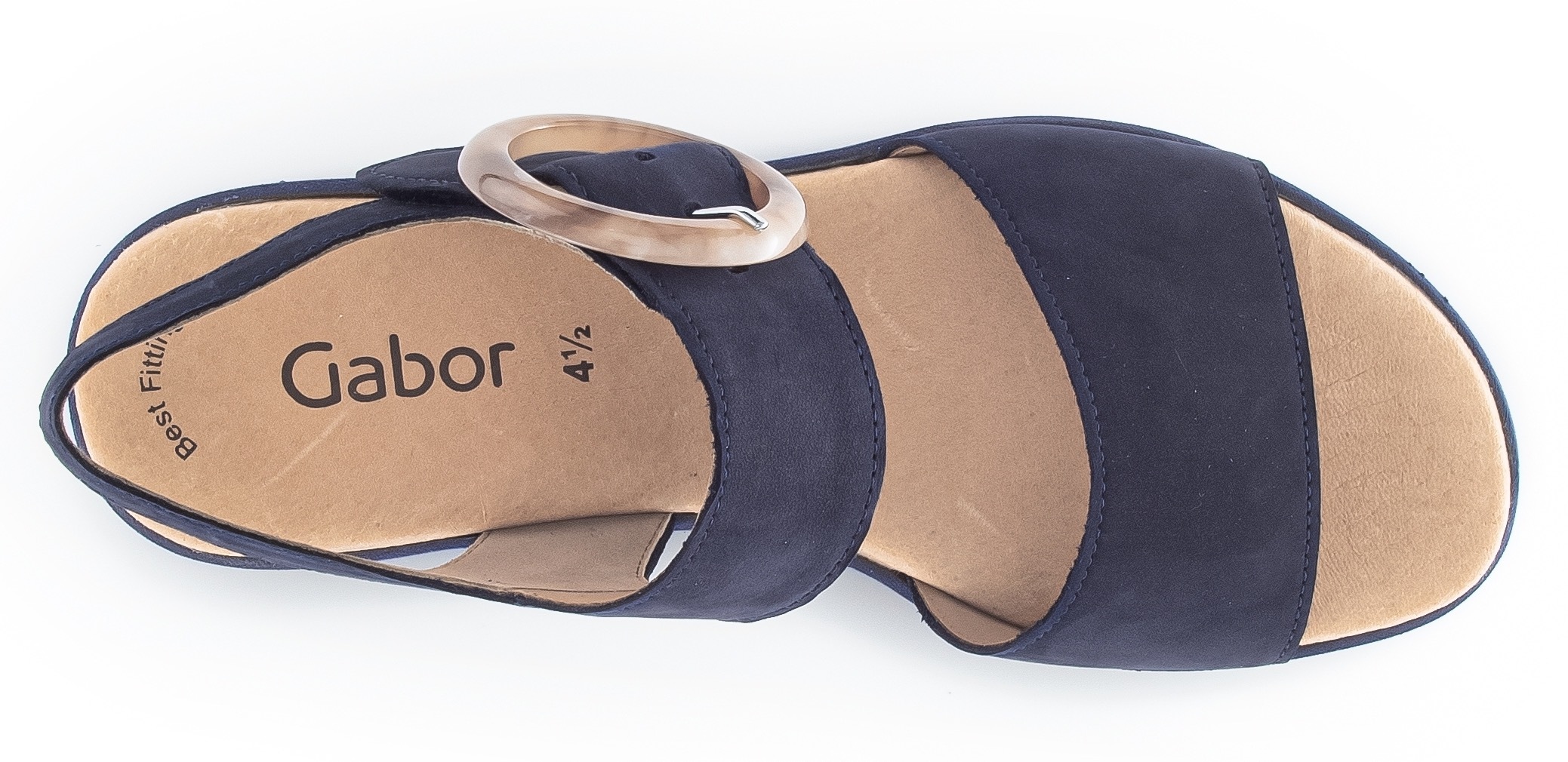 Keilsandalette GABOR, Damen, Gr. 44, blau (dunkelblau), Nubukleder, Schuhe, Sommerschuh, Sandale, Keilabsatz, mit großer Zierschnalle 2
