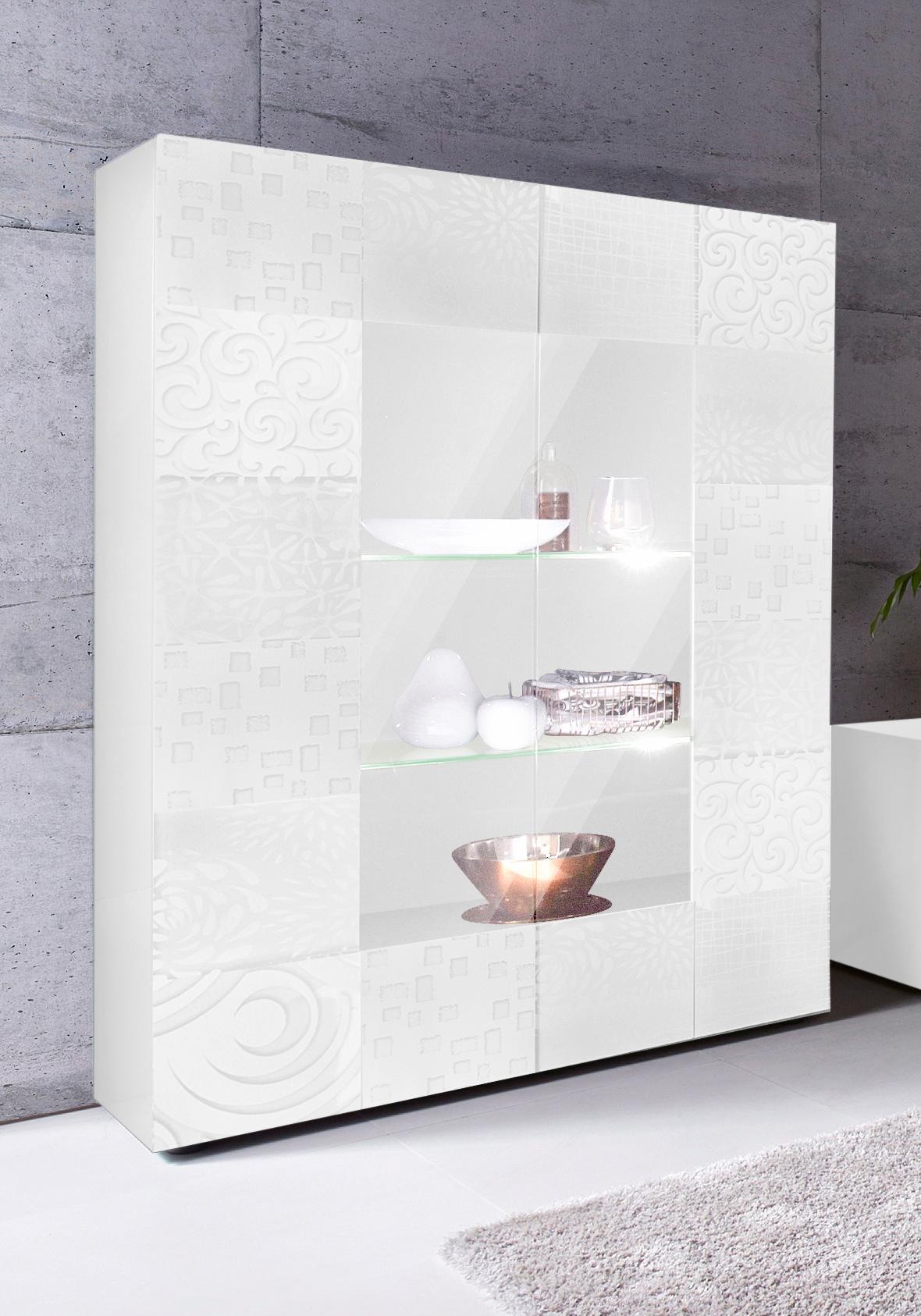 INOSIGN Vitrine "Miro", Stauraumvitrine, Höhe 166 cm mit dekorativem Siebdr günstig online kaufen