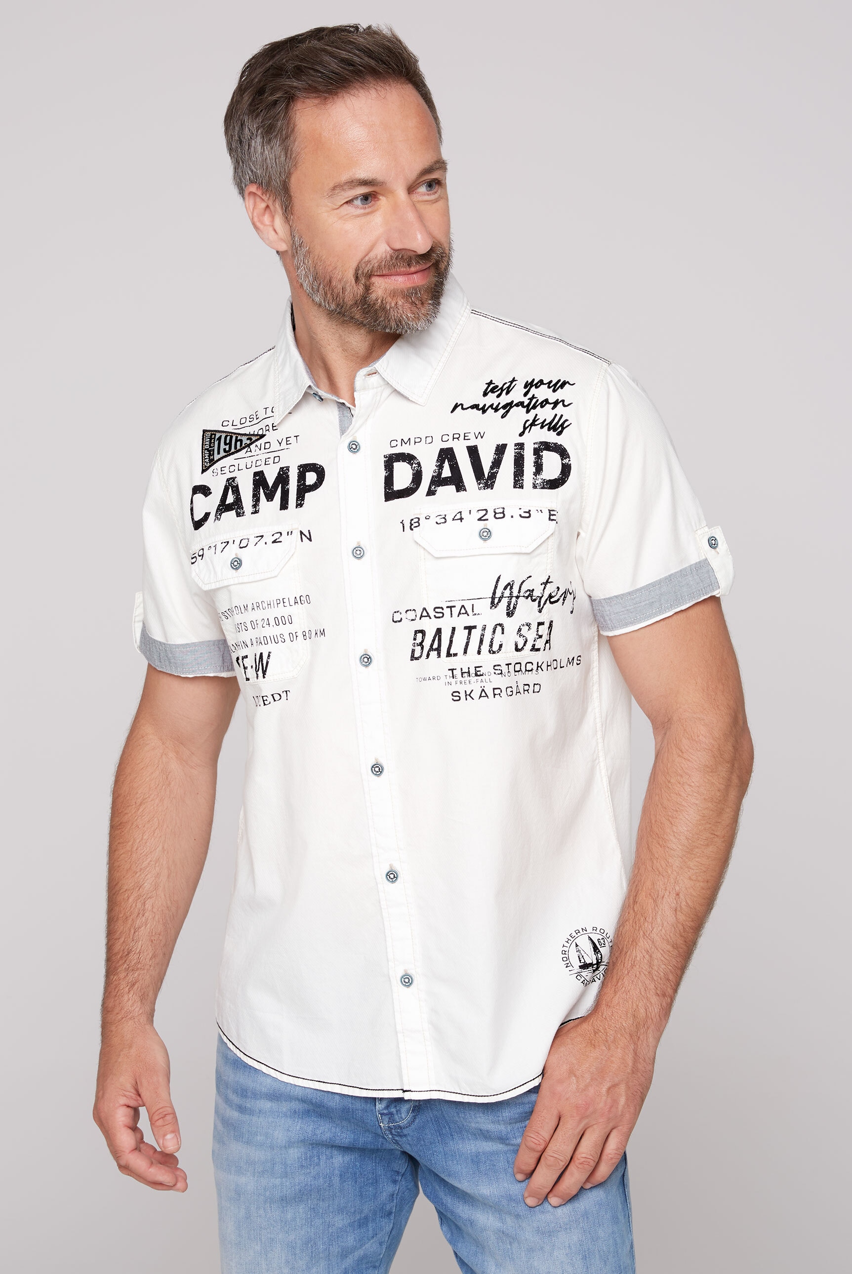 CAMP DAVID Kurzarmhemd, aus Baumwolle