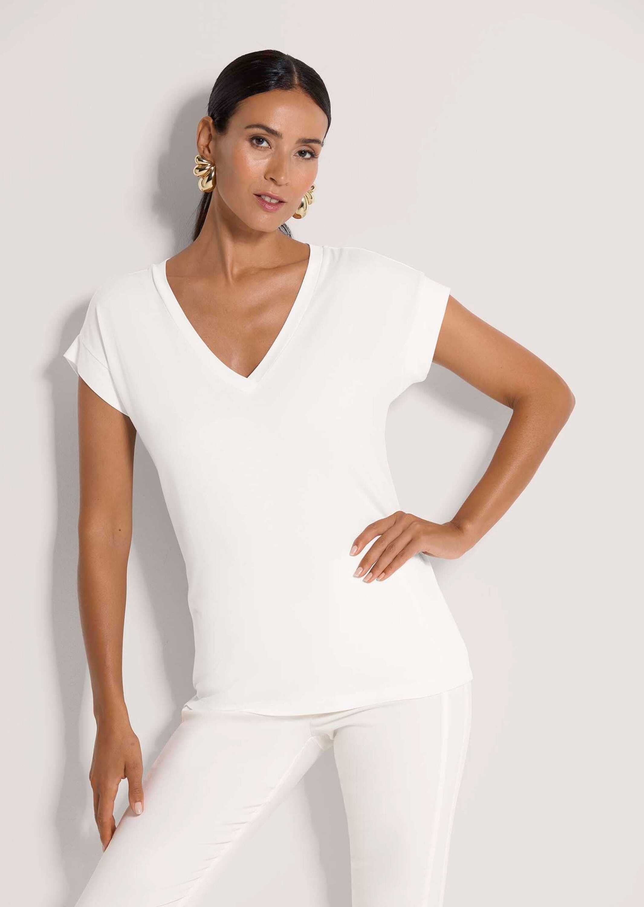 MADELEINE Kurzarmshirt »Shirt Zeitloses Blusenshirt mit V-Ausschnitt«