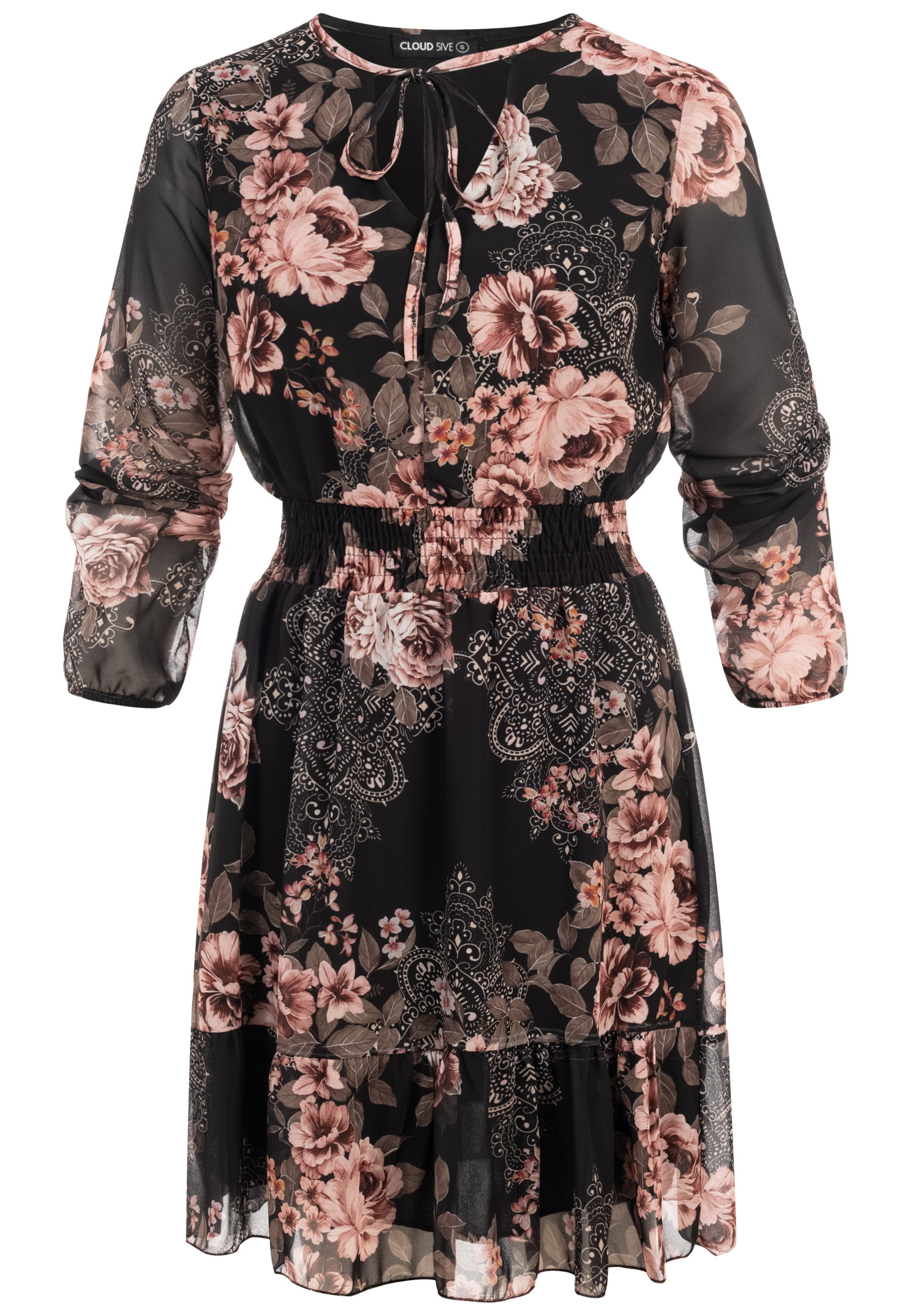 CLOUD 5IVE A-Linien-Kleid "CLOUD 5IVE Longsleeve Dress with flower print" 1 tlg.